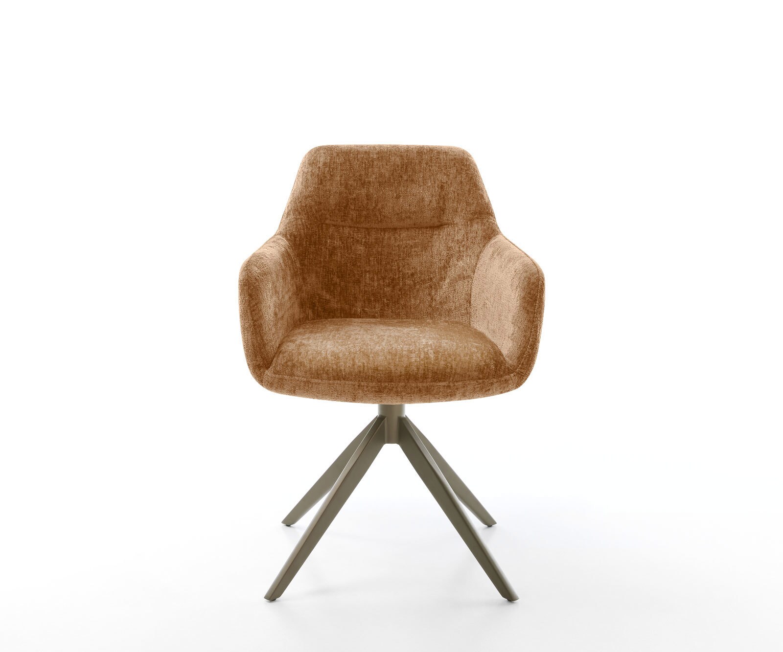 Chaise-pivotante Pejo-Flex chenille rouille pied croisé large aspect titane pivotement sur 360° fonction bascule ressorts ensachés 1