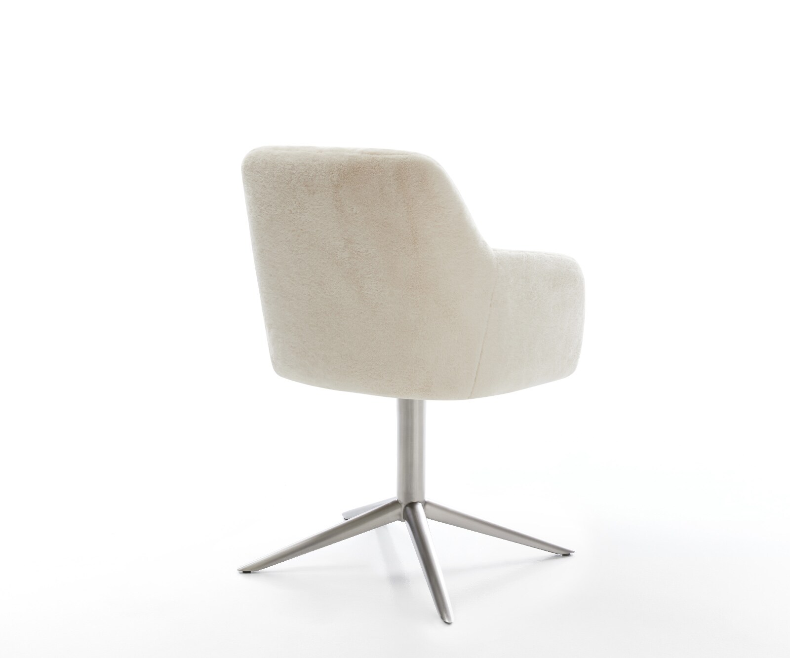 Chaise-pivotante Greg-Flex peluche crème-blanc pied de chaise 4 branches acier inoxydable pivotement sur 360° fonction bascule resorts ensachés 5