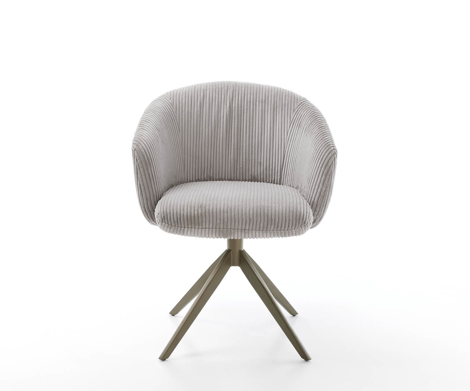 Chaise-pivotante Caja-Flex avec accoudoirs côtelé gris argenté pied croisé large aspect titane pivotement sur 360° ressorts ensachés 1 Chaise-pivotante Caja-Flex avec accoudoirs côtelé gris argenté pied croisé large aspect titane pivotement sur 360° ressorts ensachés 1