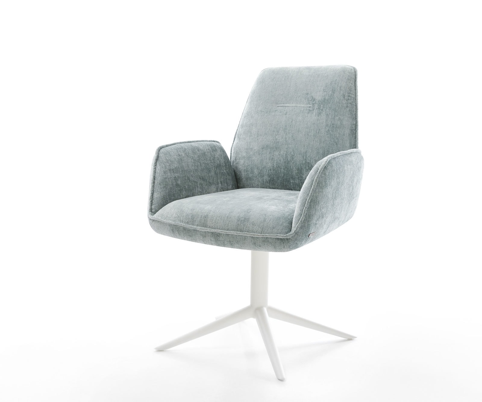 Chaise-pivotante Zoa-Flex chenille bleu pastel pied de chaise 4 branches blanc pivotement sur 360° fonction bascule ressorts ensachés Chaise-pivotante Zoa-Flex chenille bleu pastel pied de chaise 4 branches blanc pivotement sur 360° fonction bascule ressorts ensachés