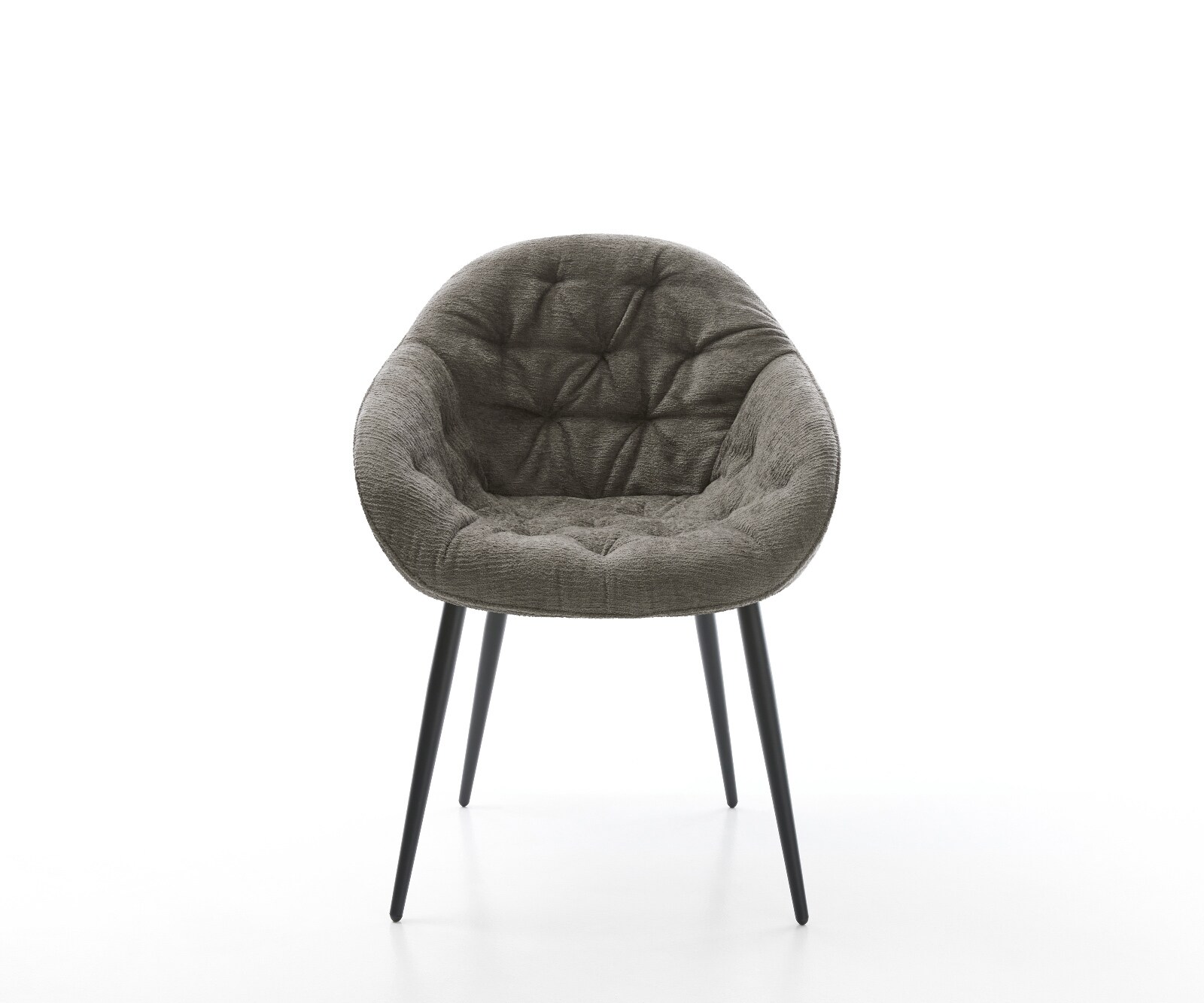 Chaise-de-salle-à-manger Gaio-Flex bouclé doux couleur boue 4 pieds coniques noir 1