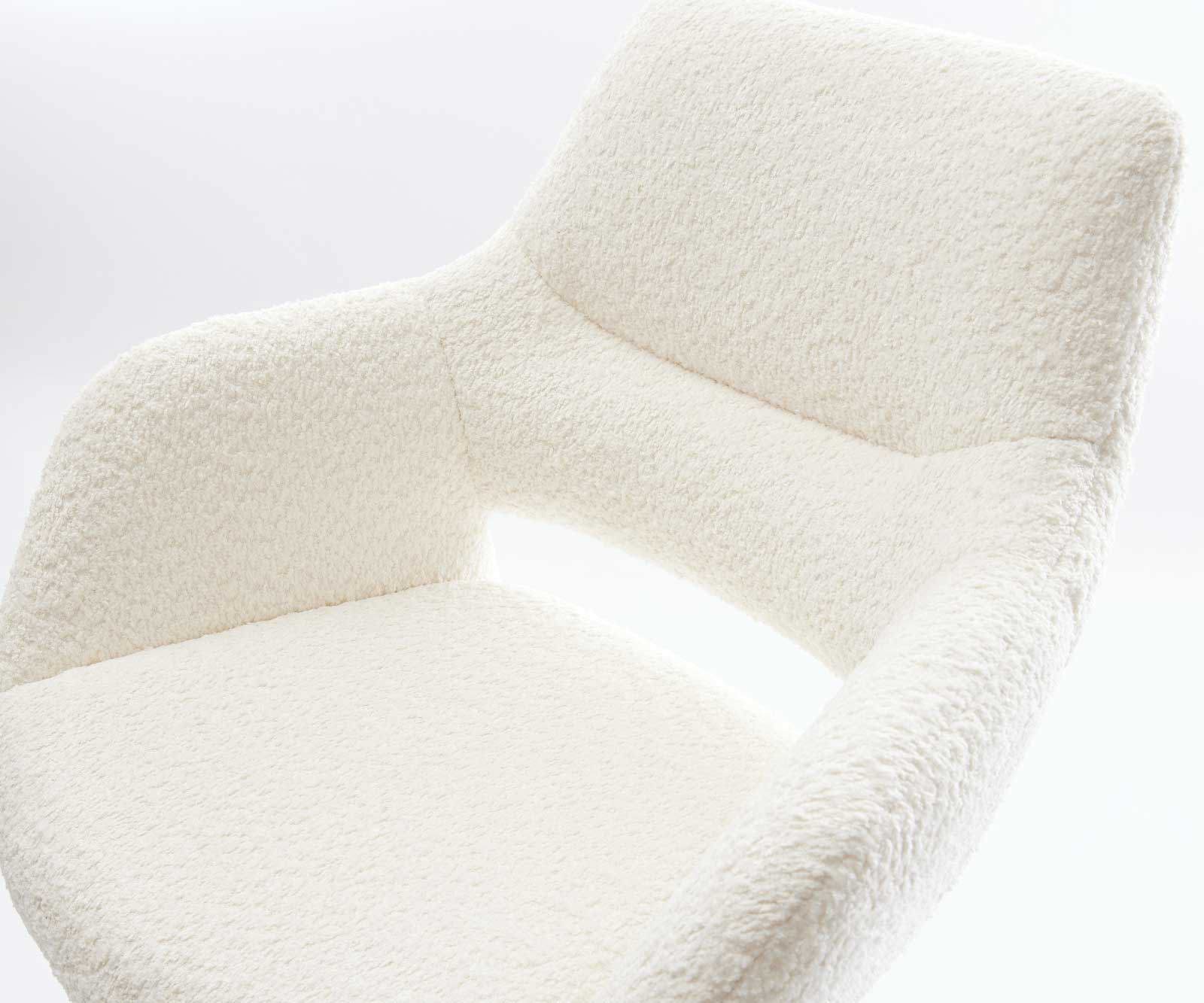 Chaise-de-bar Yago-Flex Bouclé Blanc Piètement traîneau Métal Noir Ressorts ensachés 3