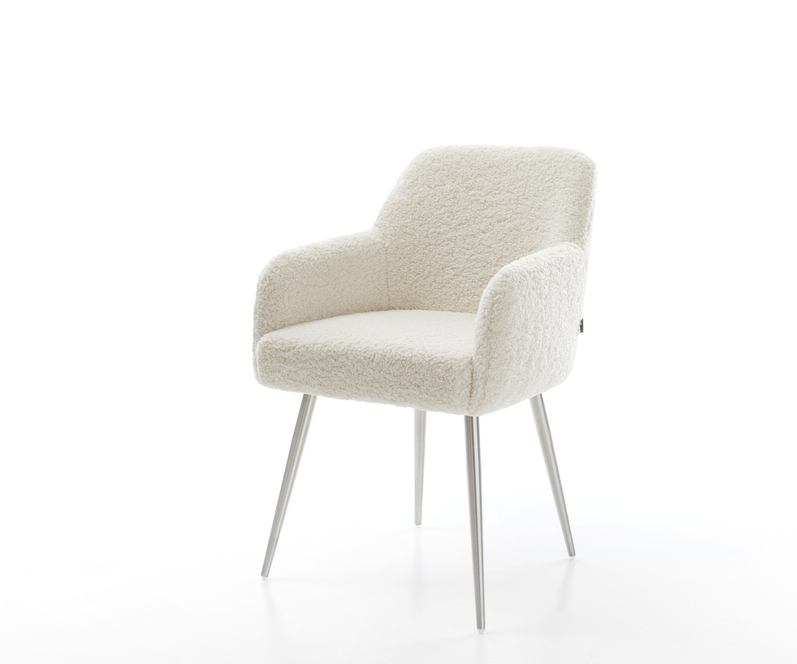 Chaise-de-salle-à-manger Greg-Flex tissu teddy beige 4 pieds coniques acier inoxydable resorts ensachés 1