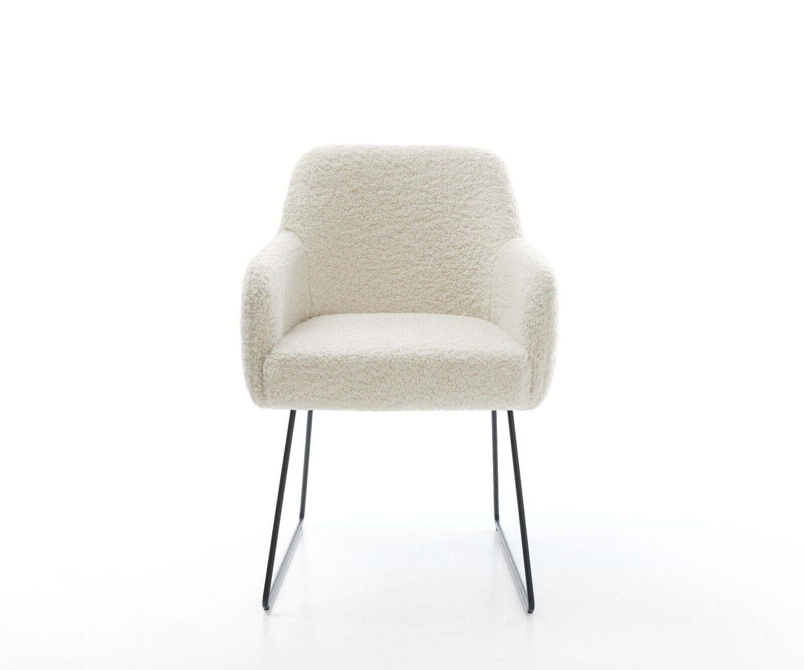Chaise-de-salle-à-manger Greg-Flex tissu teddy beige pied trapèze noir resorts ensachés 2