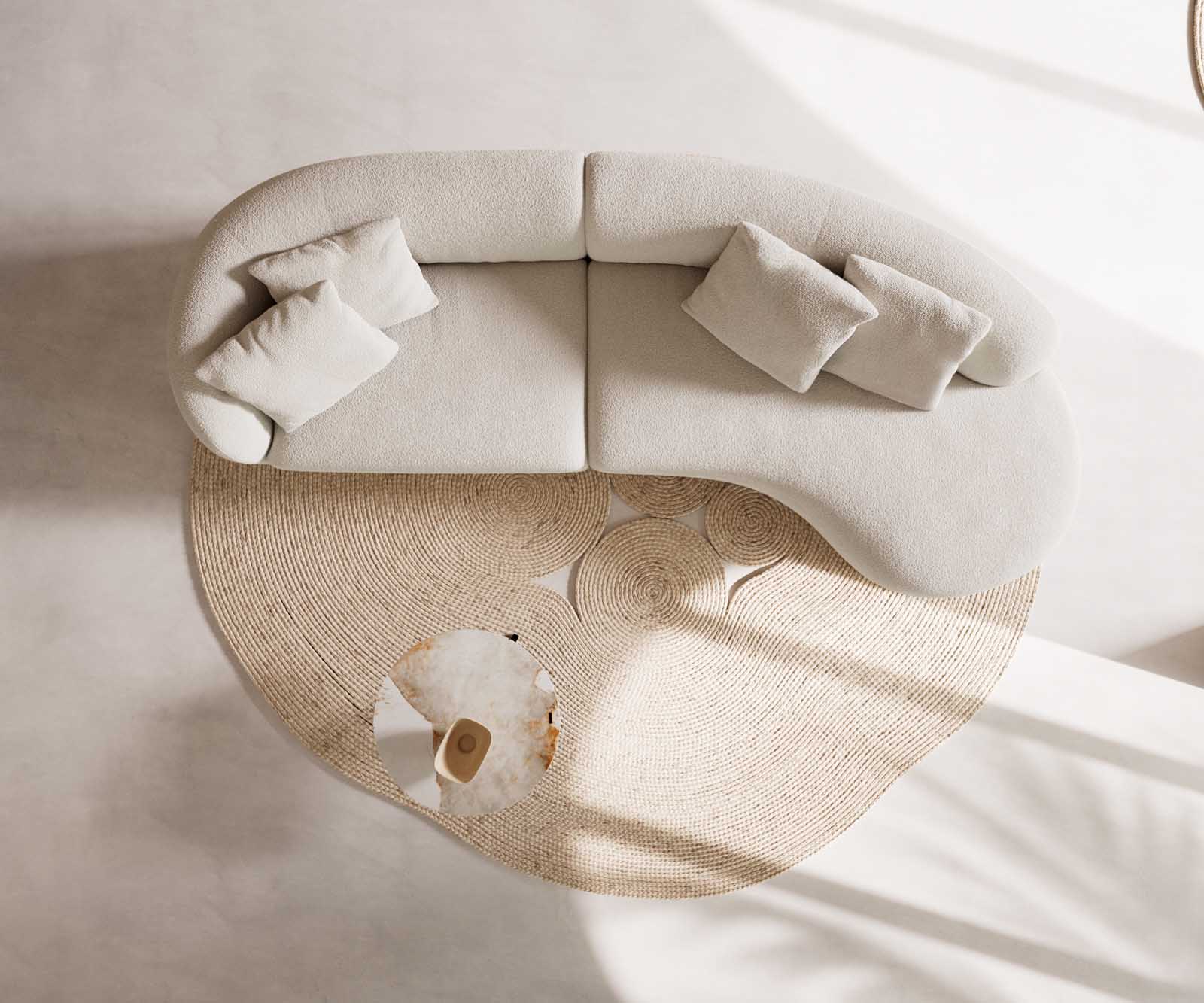 Canapé Mairi 330x160 cm Bouclé Crème-Blanc 4