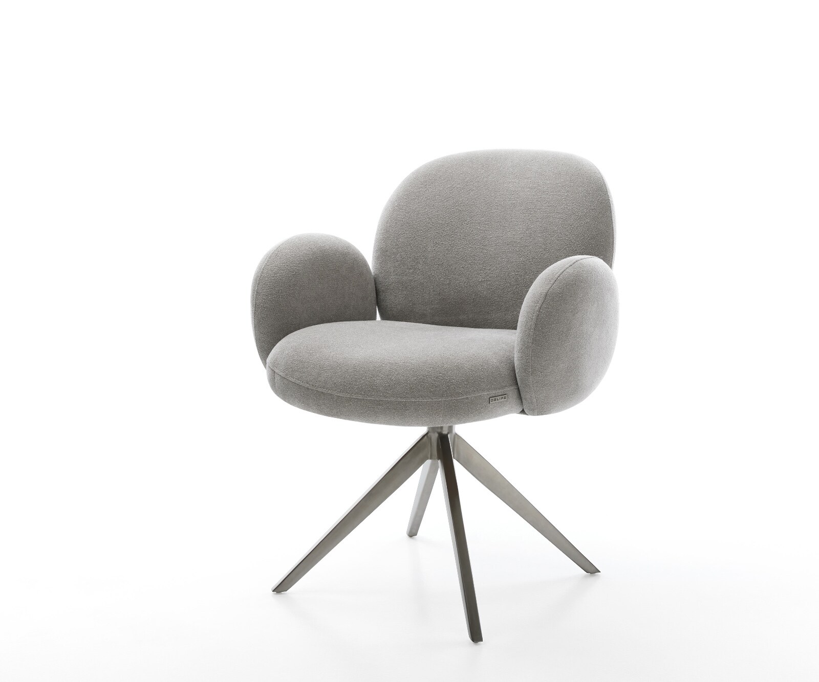 Chaise-pivotante Nube-Flex avec accoudoirs tissu structuré doux gris pied croisé large grafiete pivotement sur 360° fonction bascule resorts ensachés 1