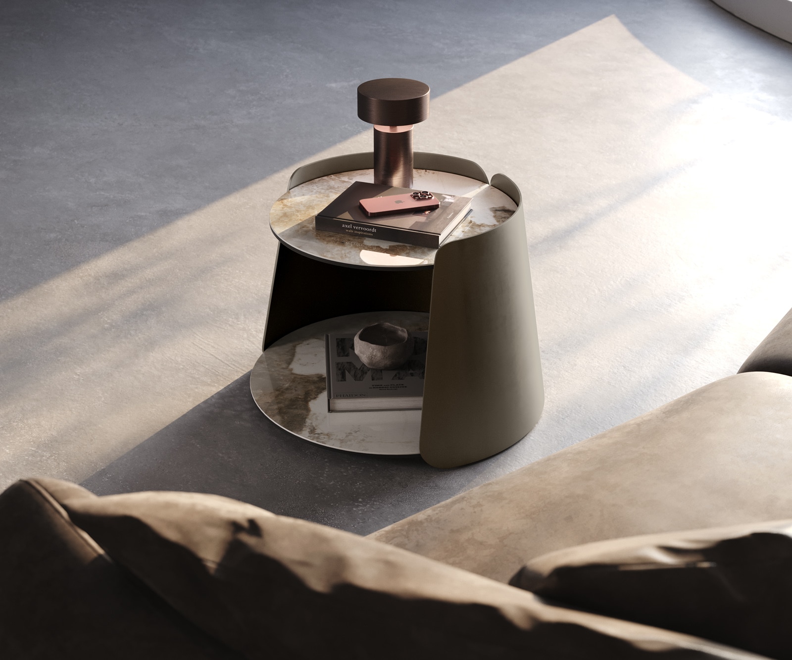 Table-basse Daban 59x59 cm céramique Minas Melange blanc-beige piètement métal coloris titane 6 Table-basse Daban 59x59 cm céramique Minas Melange blanc-beige piètement métal coloris titane 6