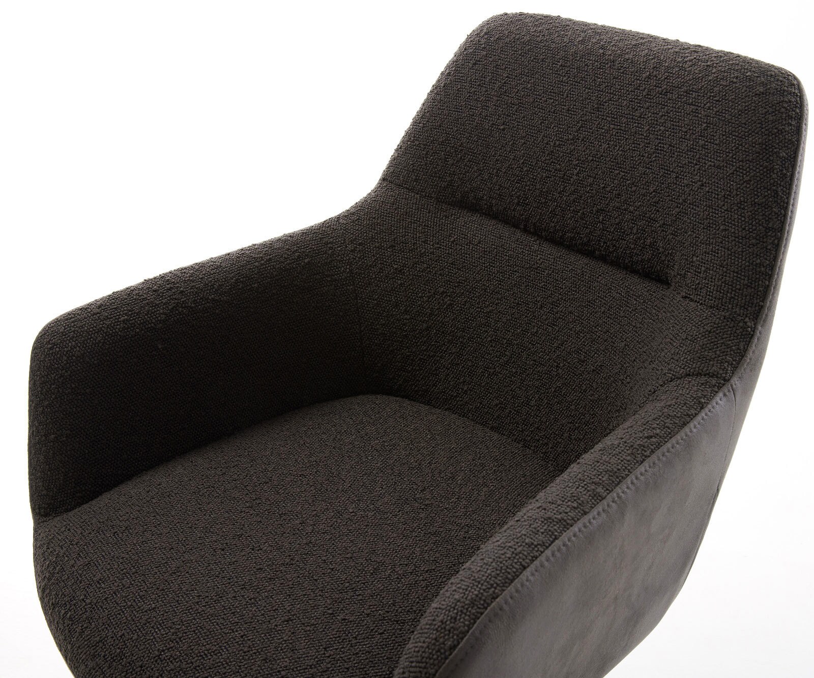 Chaise-pivotante Pejo-Flex tissu mixte noir pied de chaise 4 branches acier inoxydable brossé pivotement sur 360° fonction bascule ressorts ensachés 4