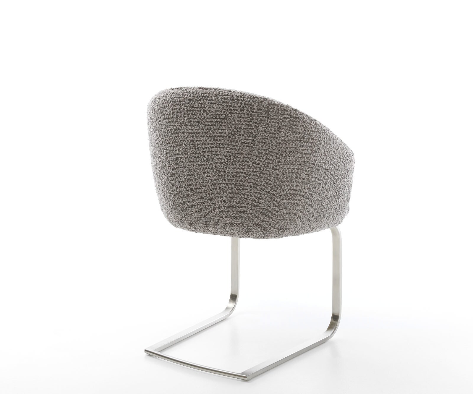 Cantilever Caja-Flex avec accoudoirs bouclé gris argenté pied cantilever plat acier inoxydable brossé ressorts ensachés 4