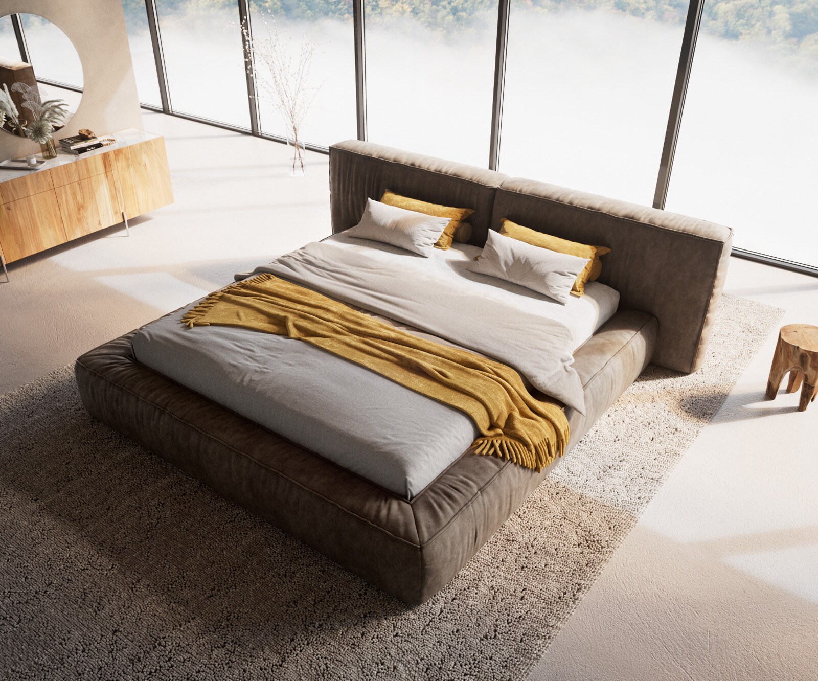 Sommier-rembourré Coperti 180x200 cm Microfibre Taupe Vintage 1