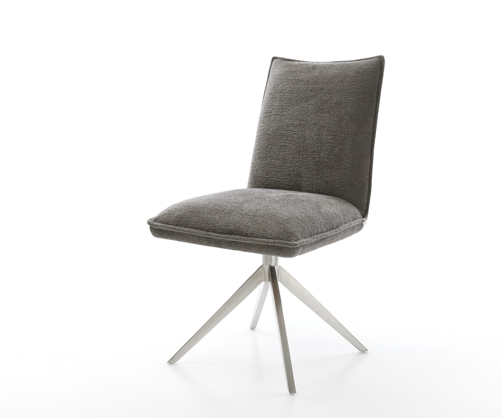 Chaise-pivotante Lelio-Flex bouclé doux couleur boue pied croisé large acier inoxydable pivotement sur 360° fonction bascule resorts ensachés 1