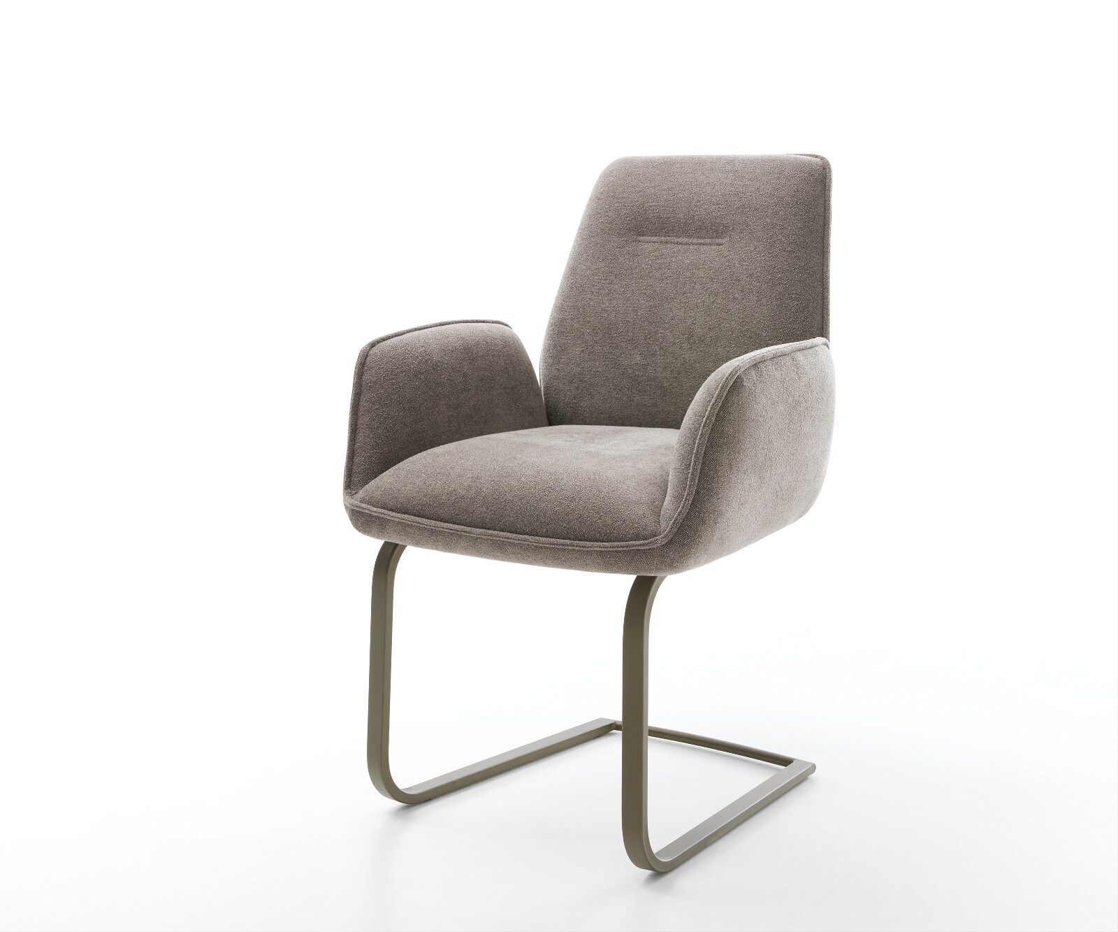 Cantilever Zoa-Flex tissu structuré doux taupe pied cantilever plat aspect titane ressorts ensachés