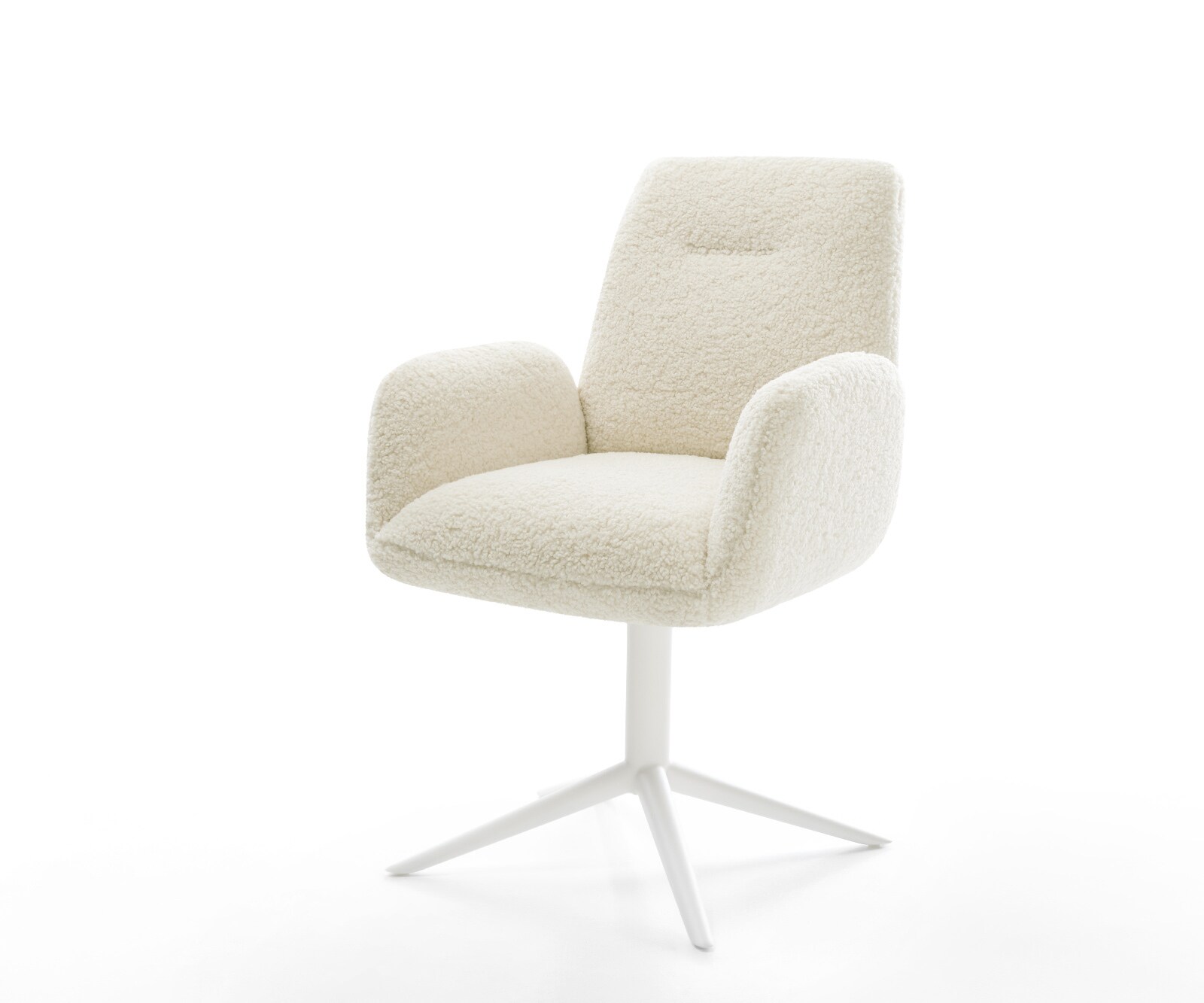 Chaise-pivotante Zoa-Flex tissu teddy beige pied de chaise 4 branches blanc pivotement sur 360° fonction bascule resorts ensachés