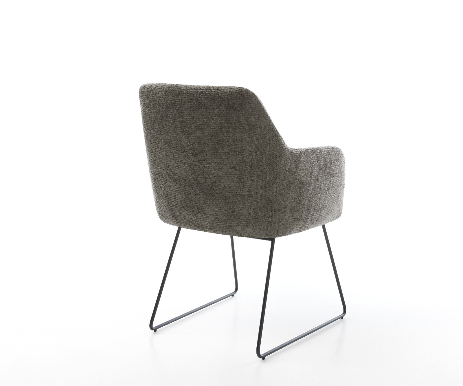 Chaise-de-salle-à-manger Greg-Flex bouclé doux couleur boue pied trapèze noir resorts ensachés 5