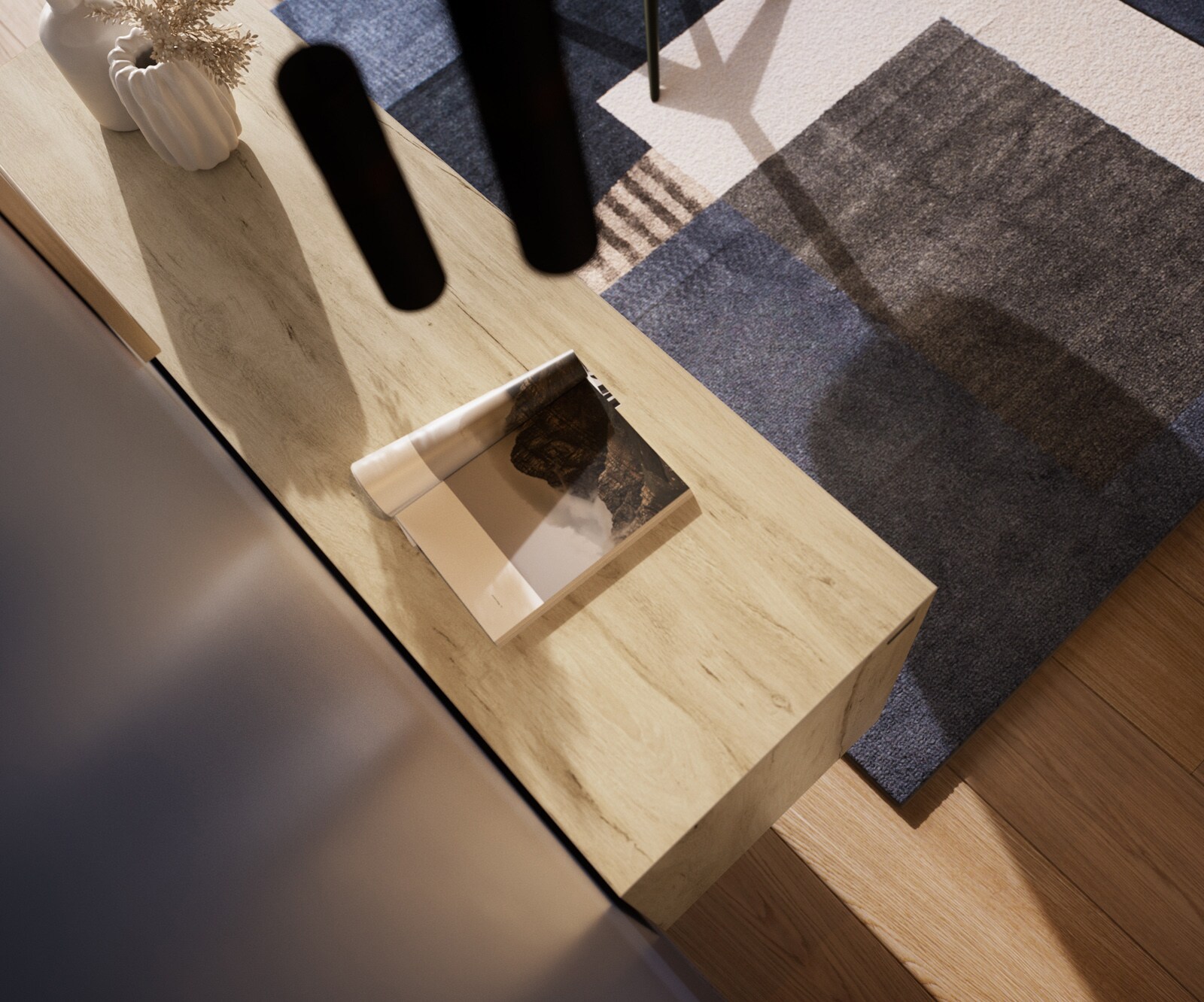 Buffet Cuor 180 cm Céramique Laminam® Sabbia Teinte chêne 2 Portes 3 Tiroirs Flottant 6