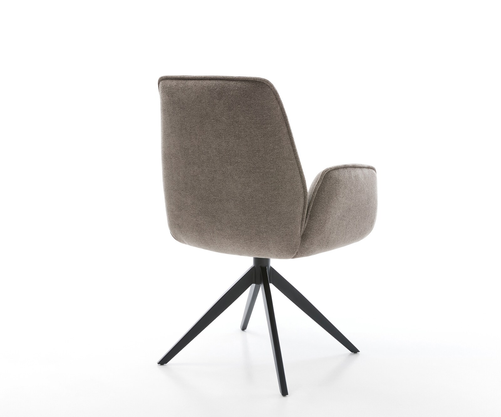 Chaise-pivotante Zoa-Flex tissu structuré doux taupe pied croisé large noir pivotement sur 360° fonction bascule ressorts ensachés 4