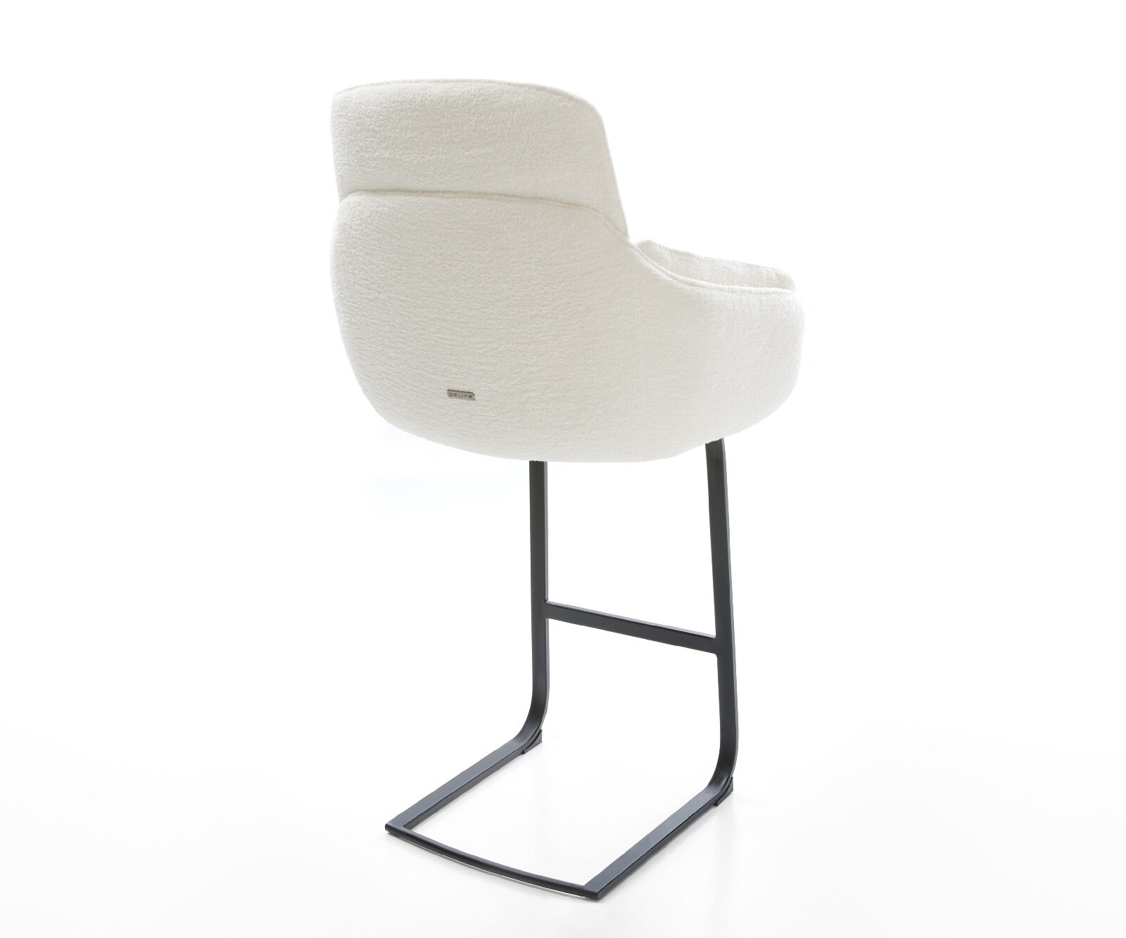 Chaise-de-bar Luan-Flex Bouclé doux Beige Pied cantilever plat noir Noir 5