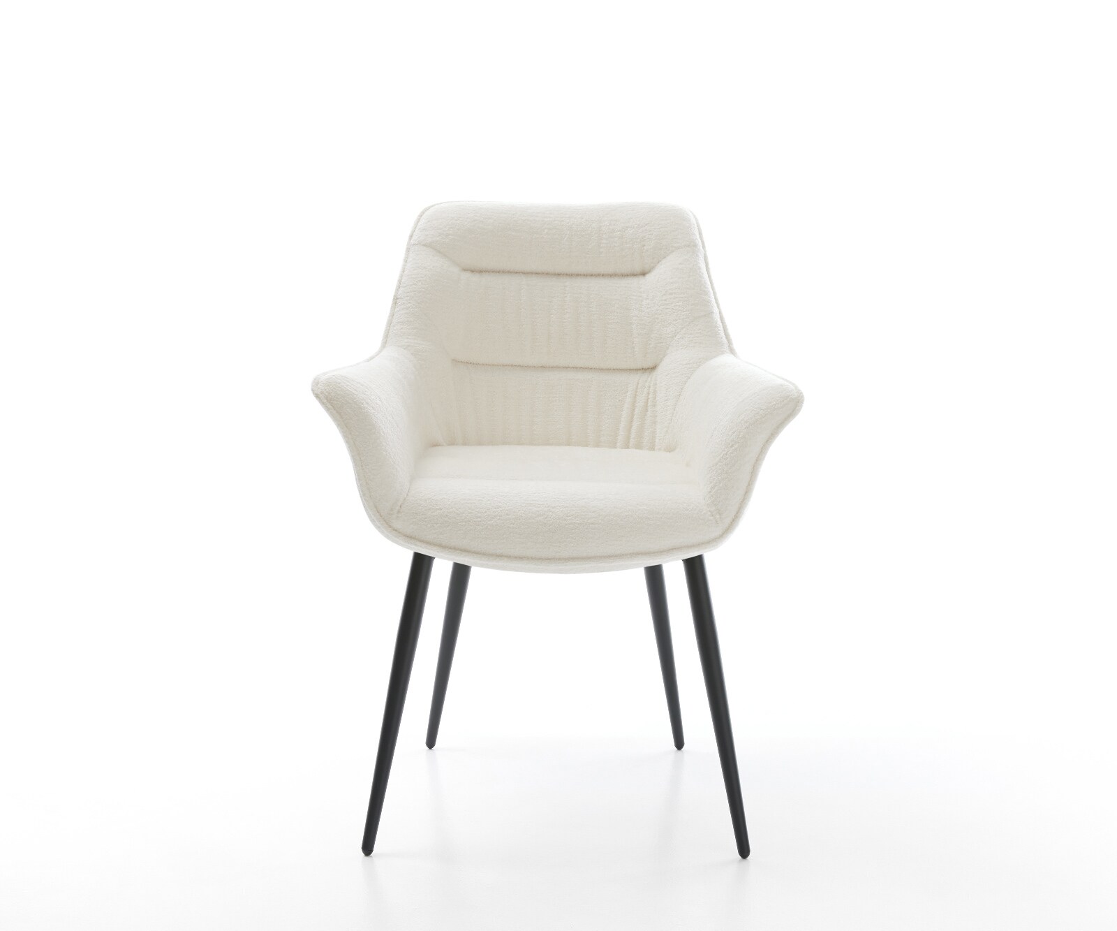 Chaise-de-salle-à-manger Kaira-Flex bouclé doux beige 4 pieds coniques noir 1