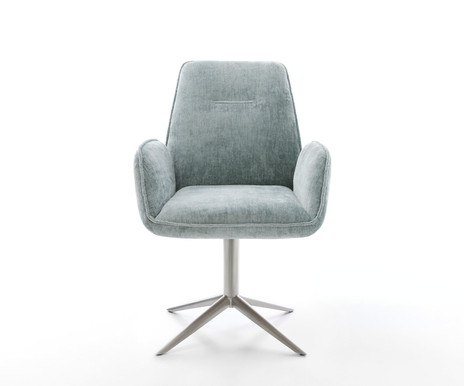 Chaise-pivotante Zoa-Flex chenille bleu pastel pied de chaise 4 branches acier inoxydable brossé pivotement sur 360° fonction bascule ressorts ensachés 1 Chaise-pivotante Zoa-Flex chenille bleu pastel pied de chaise 4 branches acier inoxydable brossé pivotement sur 360° fonction bascule ressorts ensachés 1
