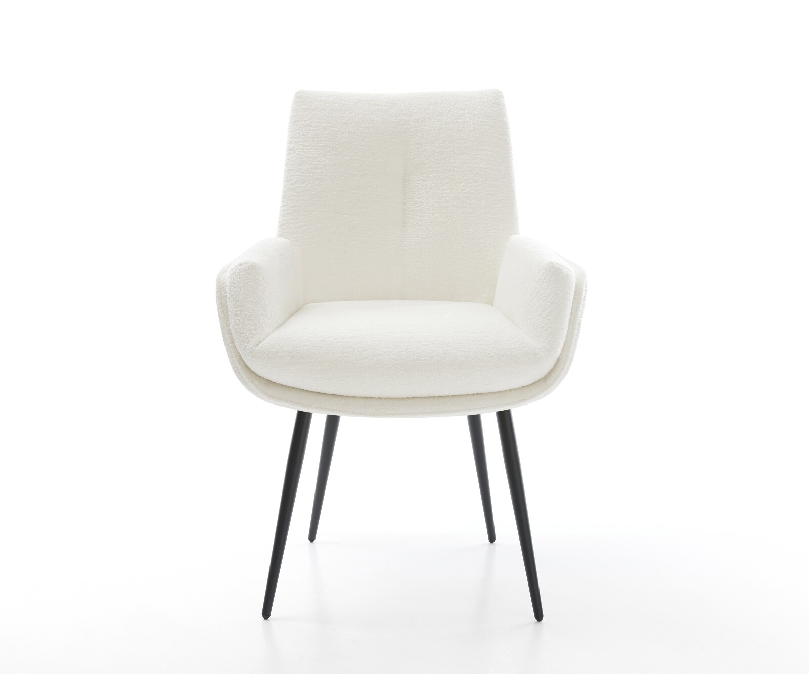 Chaise-de-salle-à-manger Clea-Flex bouclé doux beige 4 pieds coniques noir 2