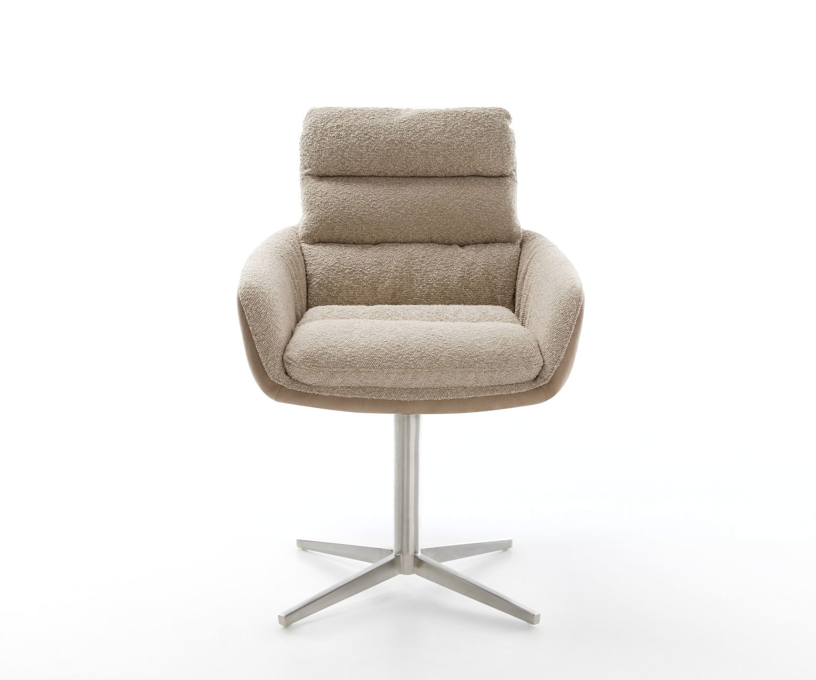 Chaise-pivotante Abelia-Flex avec accoudoirs tissu mixte couleur boue pied de chaise 4 branches acier inoxydable brossé pivotement sur 360° 1 Chaise-pivotante Abelia-Flex avec accoudoirs tissu mixte couleur boue pied de chaise 4 branches acier inoxydable brossé pivotement sur 360° 1