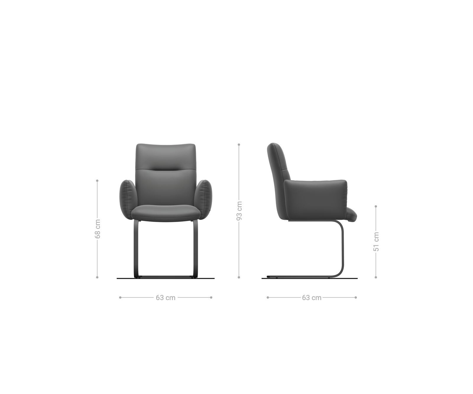 Cantilever Jova-Flex avec accoudoirs chenille gris argenté pied cantilever plat aspect titane ressorts ensachés 5