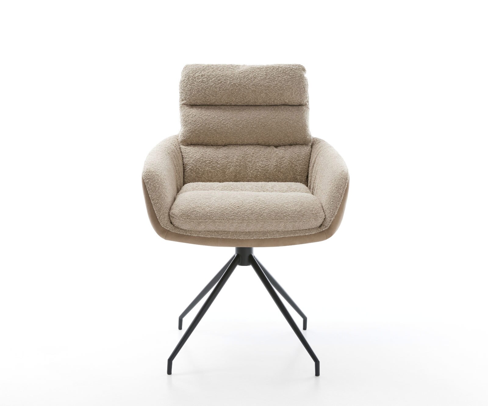 Chaise-pivotante Abelia-Flex avec accoudoirs tissu mixte couleur boue pied croisé conique noir pivotement sur 180° 1 Chaise-pivotante Abelia-Flex avec accoudoirs tissu mixte couleur boue pied croisé conique noir pivotement sur 180° 1