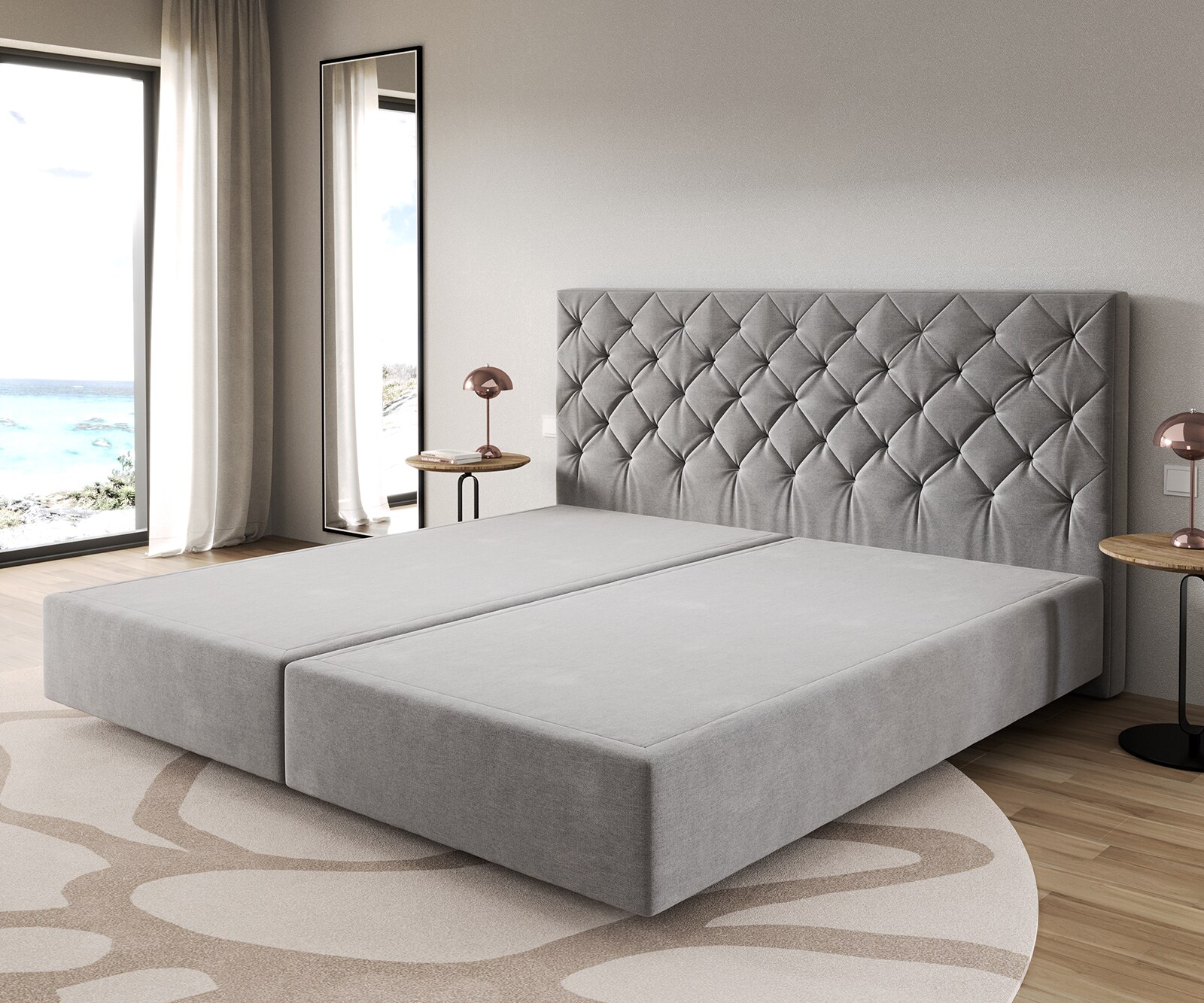 Cadre-à-sommier-tapissier Dream-Great microfibre gris 200x200 cm 1