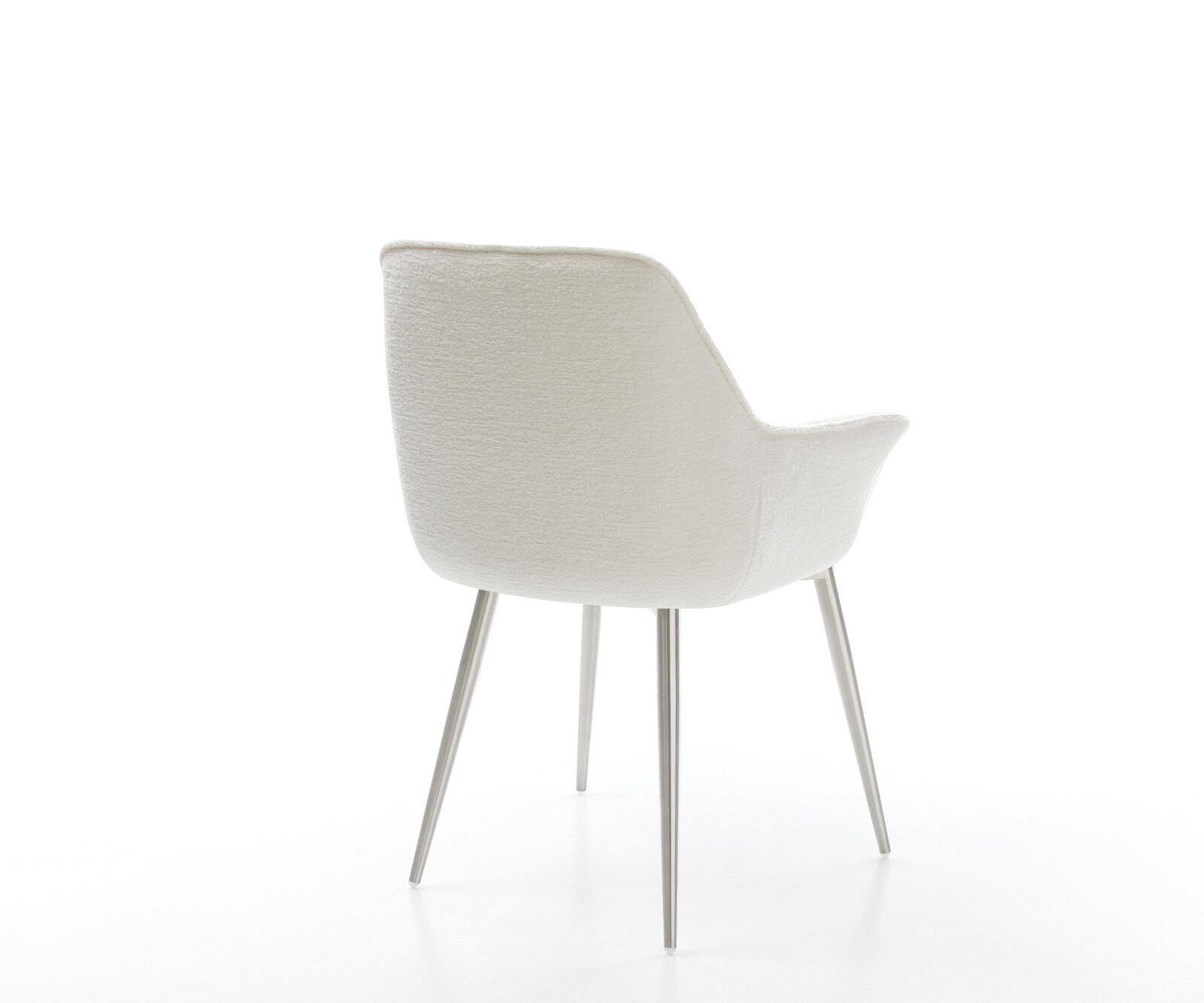 Chaise-de-salle-à-manger Kaira-Flex bouclé doux beige 4 pieds coniques acier inoxydable 4