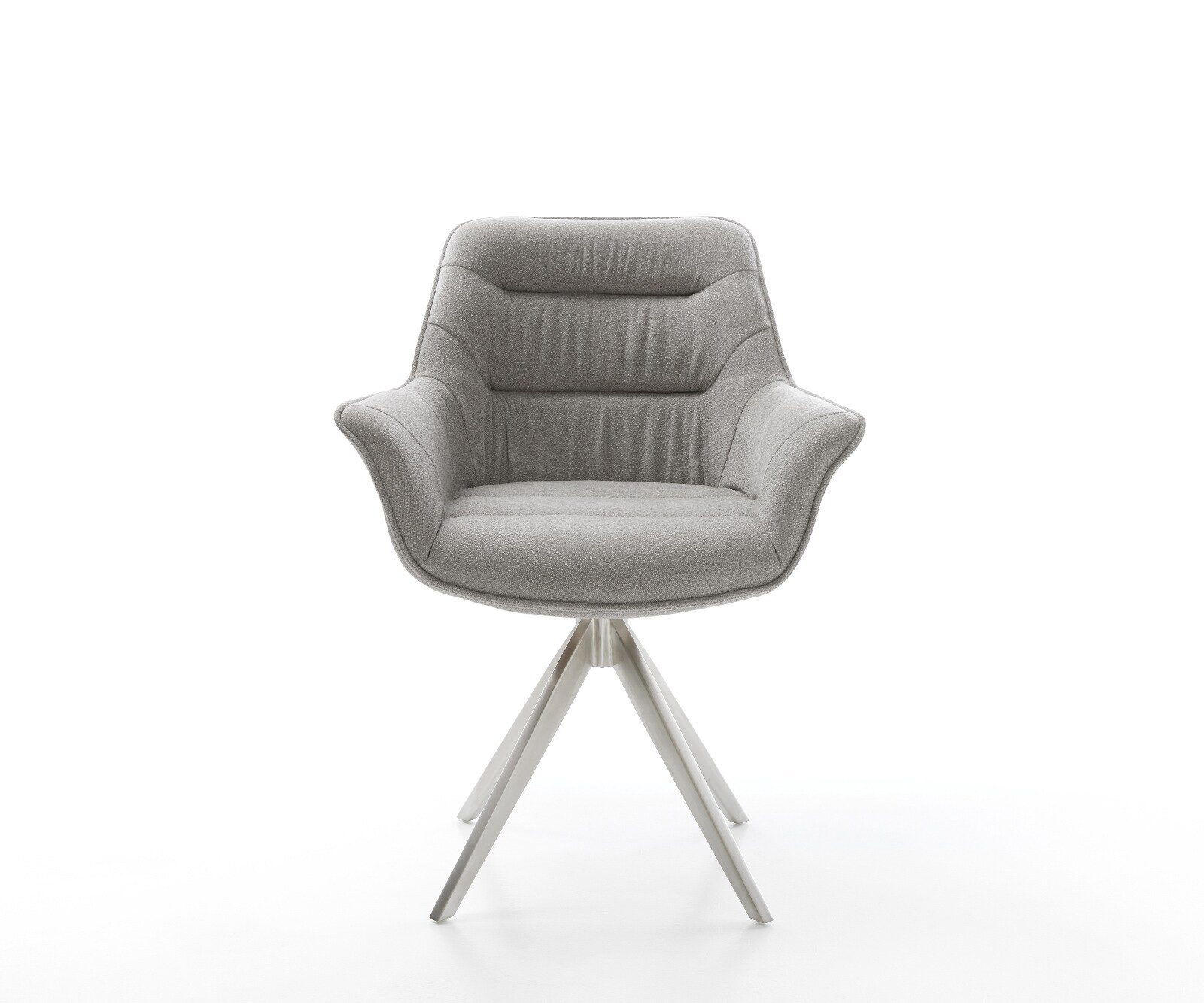 Chaise-pivotante Kaira-Flex tissu structuré doux gris pied croisé angulaire acier inoxydable pivotement sur 180° 2