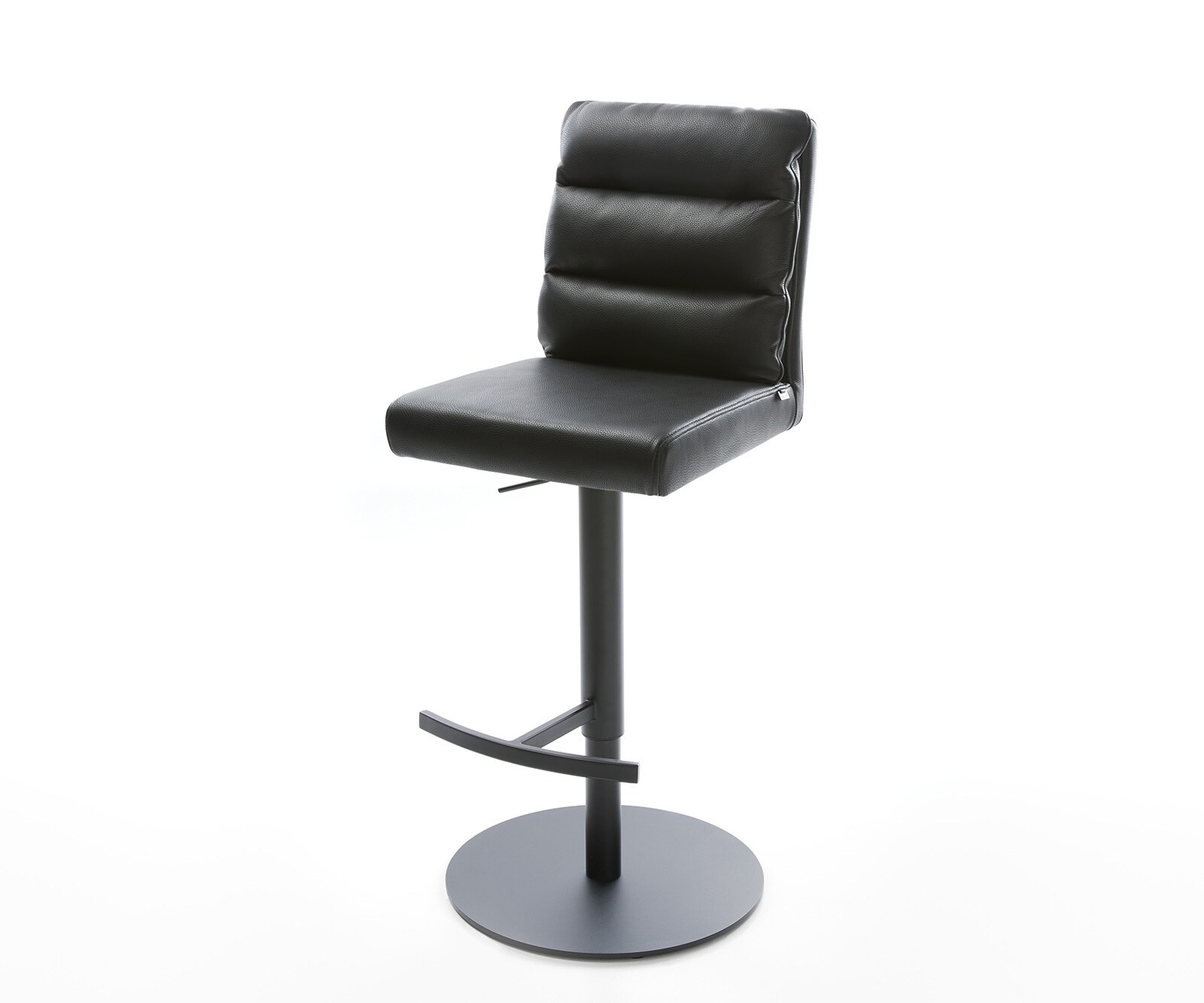 Chaise-de-bar Pela-Flex cuir véritable noir pied pivotant réglable en hauteur métal