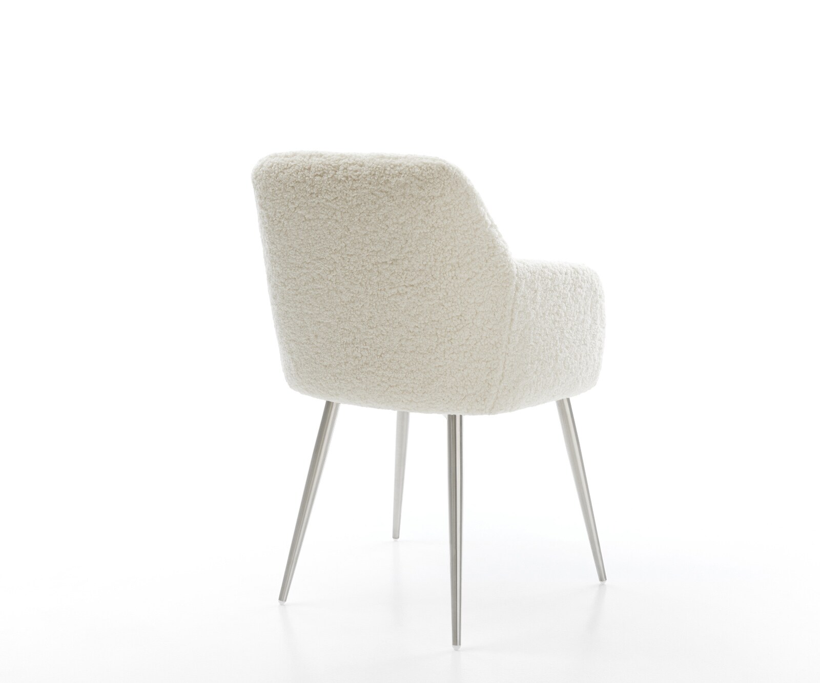 Chaise-de-salle-à-manger Greg-Flex tissu teddy beige 4 pieds coniques acier inoxydable resorts ensachés 5
