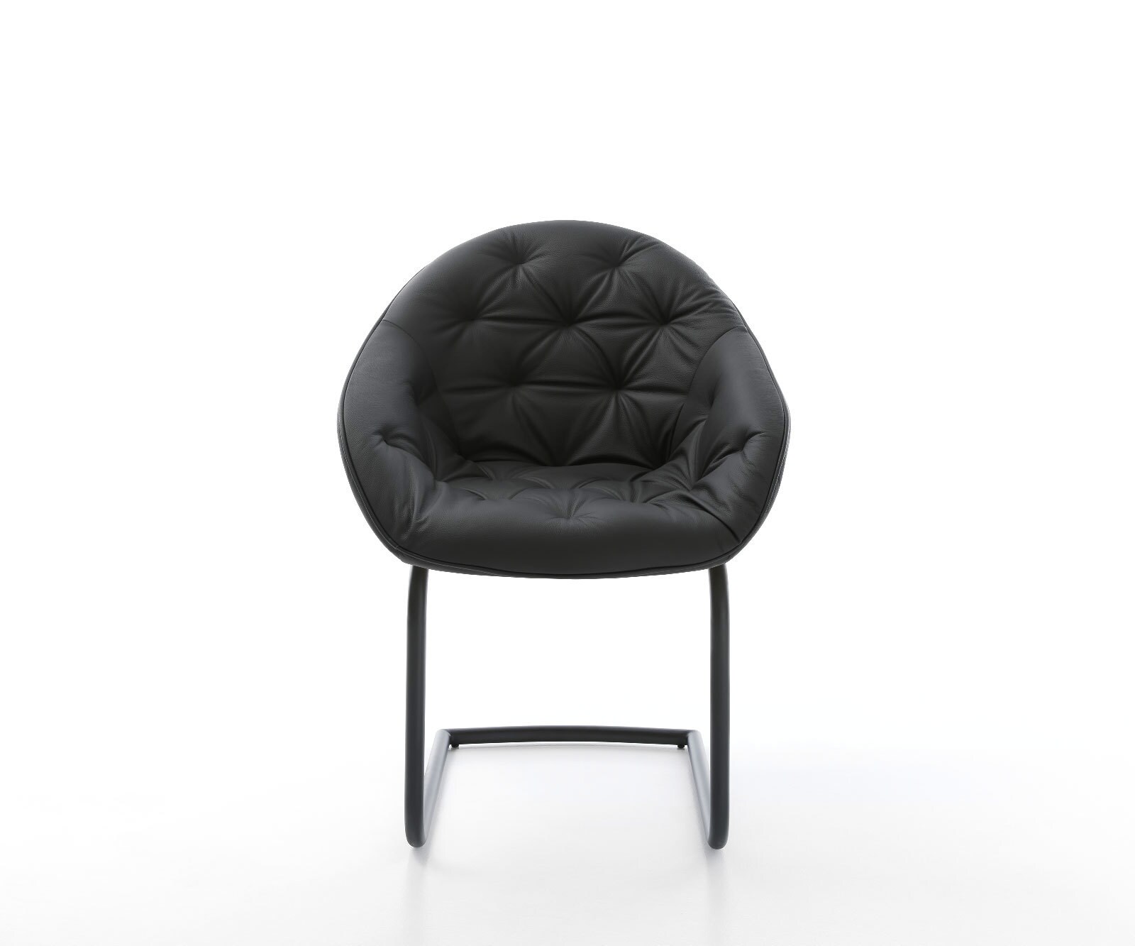 Cantilever Gaio-Flex cuir de vache noir pied cantilever rond noir 1 Cantilever Gaio-Flex cuir de vache noir pied cantilever rond noir 1