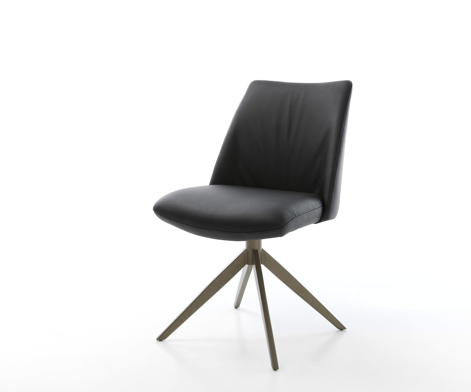 Chaise-pivotante Elso-Flex cuir de vache noir pied croisé large aspect titane pivotement sur 360° fonction bascule ressorts ensachés