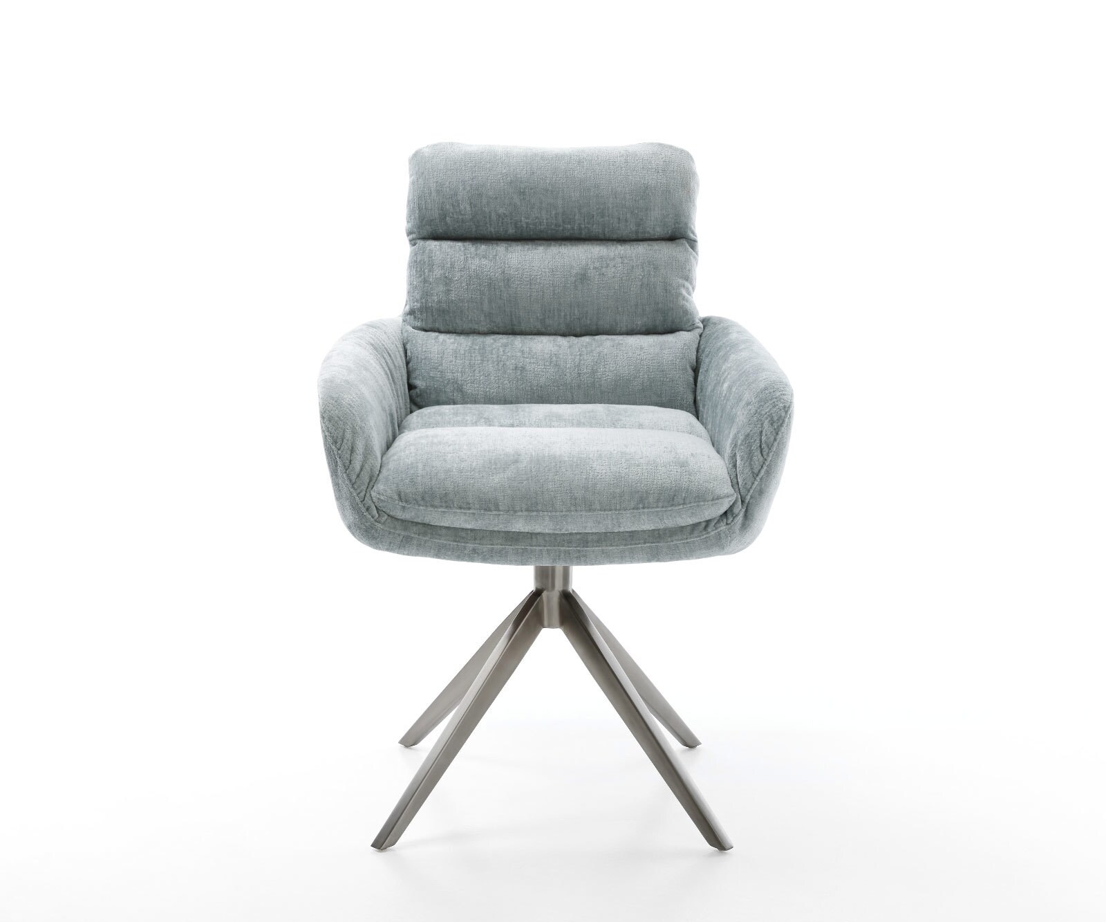 Chaise-pivotante Abelia-Flex mit Armlehnen chenille bleu pastel pied croisé large grafiete pivotement sur 360° fonction bascule 2