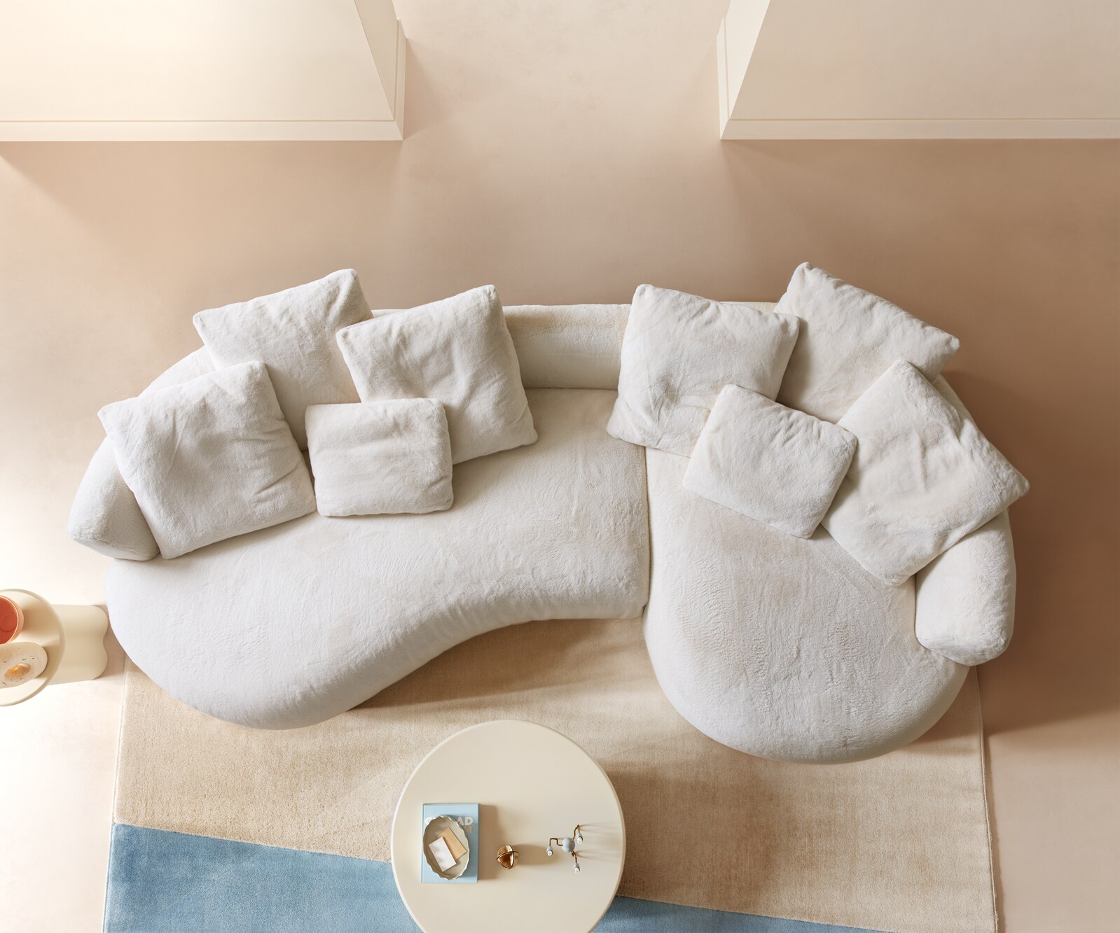 Grand-canapé Edina 330x170 cm Plüsch Creme-Weiß 4