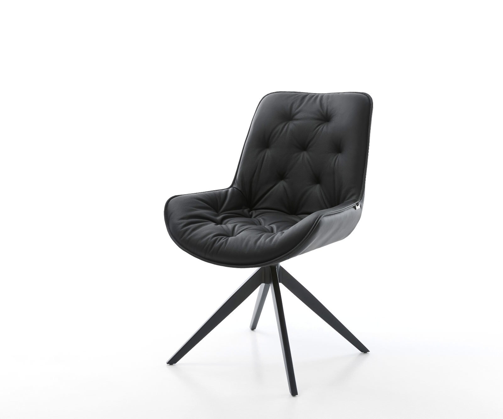 Chaise-pivotante Taimi-Flex cuir de vache noir pied croisé large noir pivotement sur 360° fonction bascule