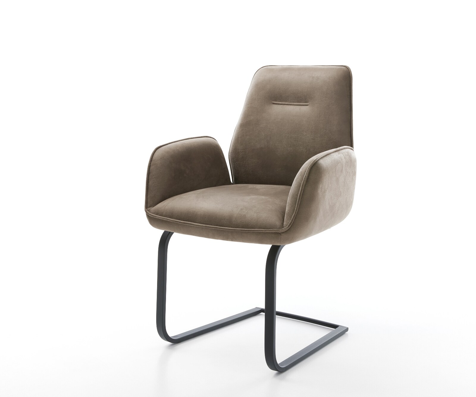 Cantilever Zoa-Flex microvelours taupe vintage pied cantilever plat noir ressorts ensachés