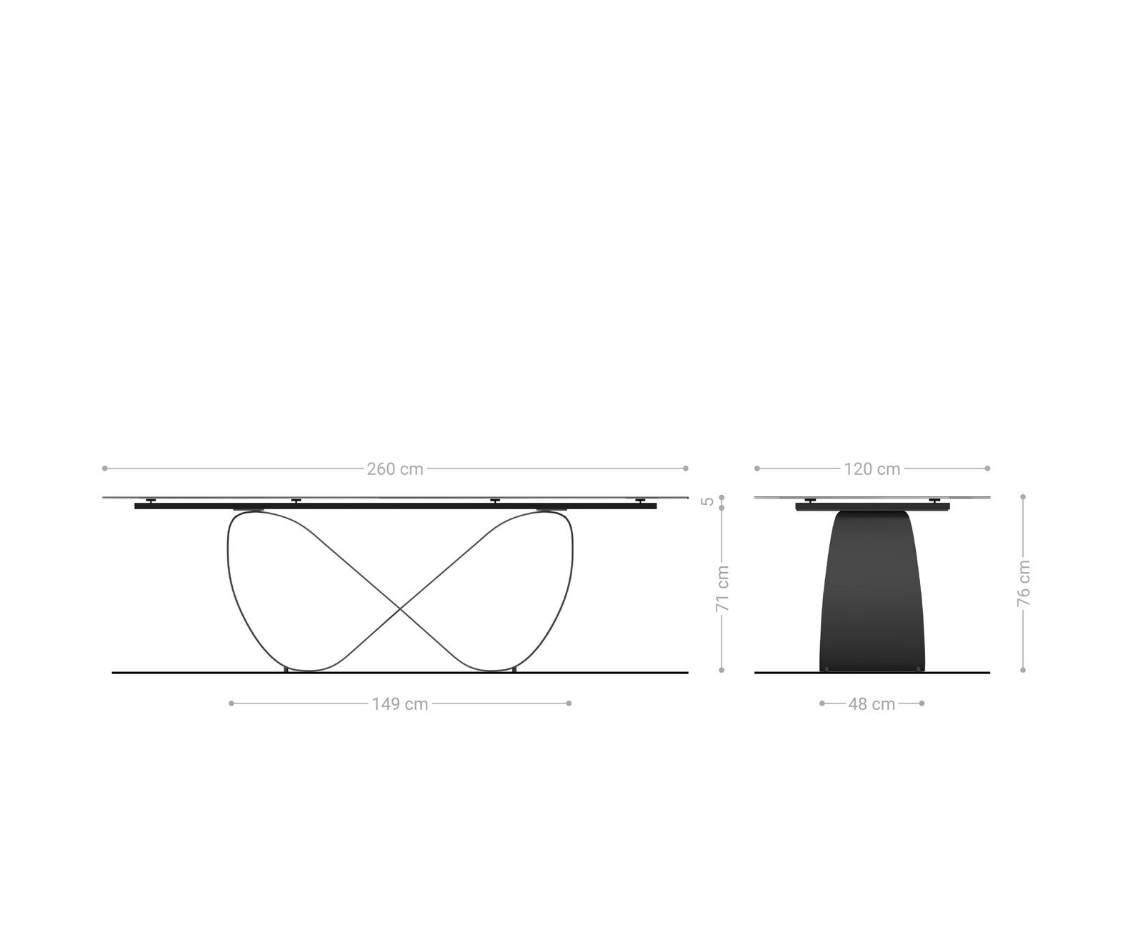 Table à manger Edge Boot 260x120 cm Céramique Laminam® Sabbia Eichefarbig Infinity Métal Noir 8