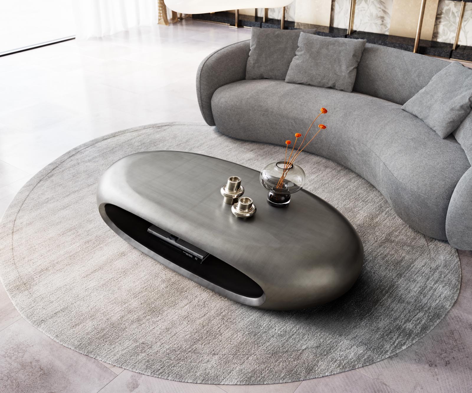 Table-basse Sinor 140x65 cm Argent métallisé 3