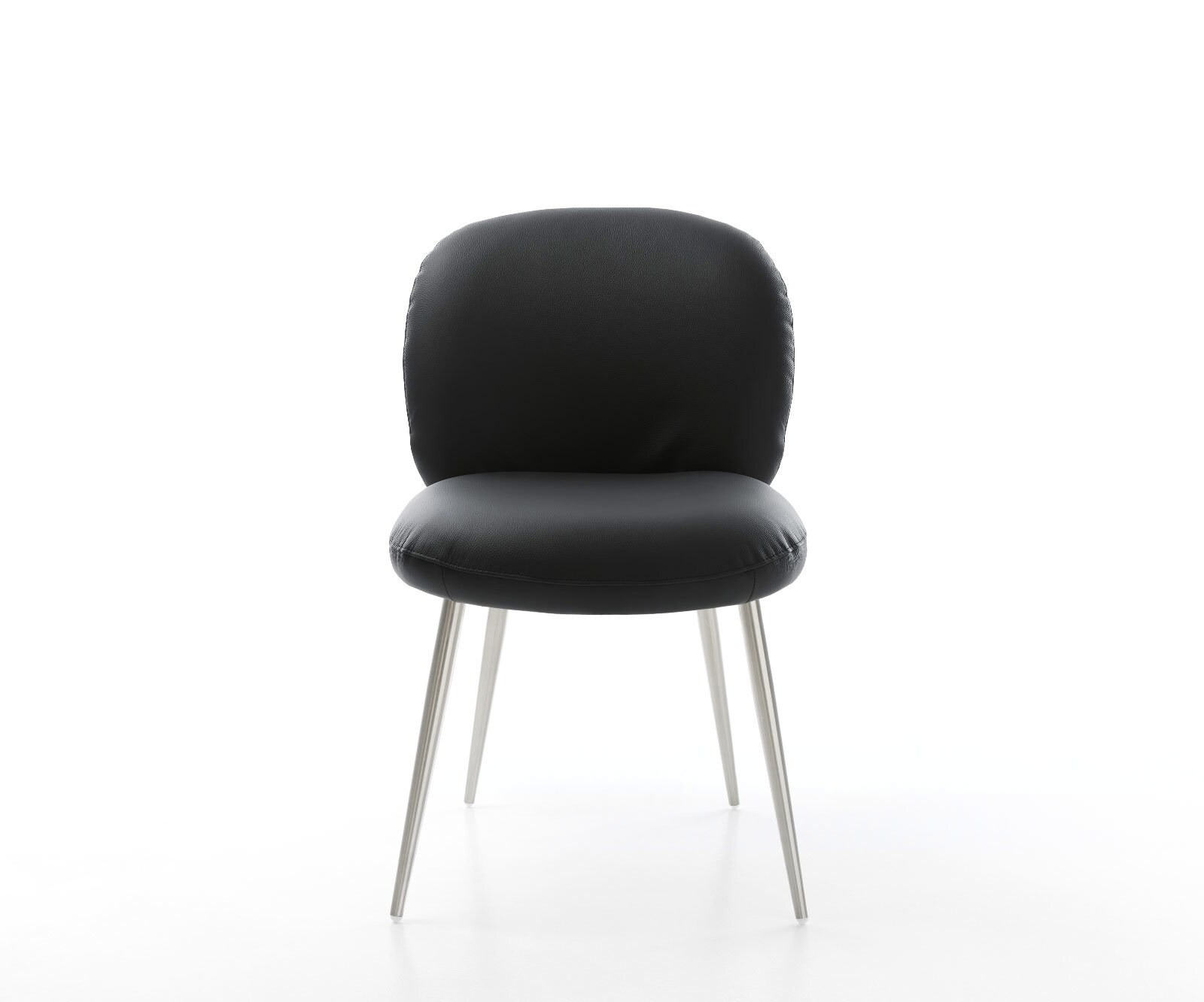 Chaise-de-salle-à-manger Nube-Flex cuir de vache noir 4 pieds coniques acier inoxydable brossé ressorts ensachés 1 Chaise-de-salle-à-manger Nube-Flex cuir de vache noir 4 pieds coniques acier inoxydable brossé ressorts ensachés 1