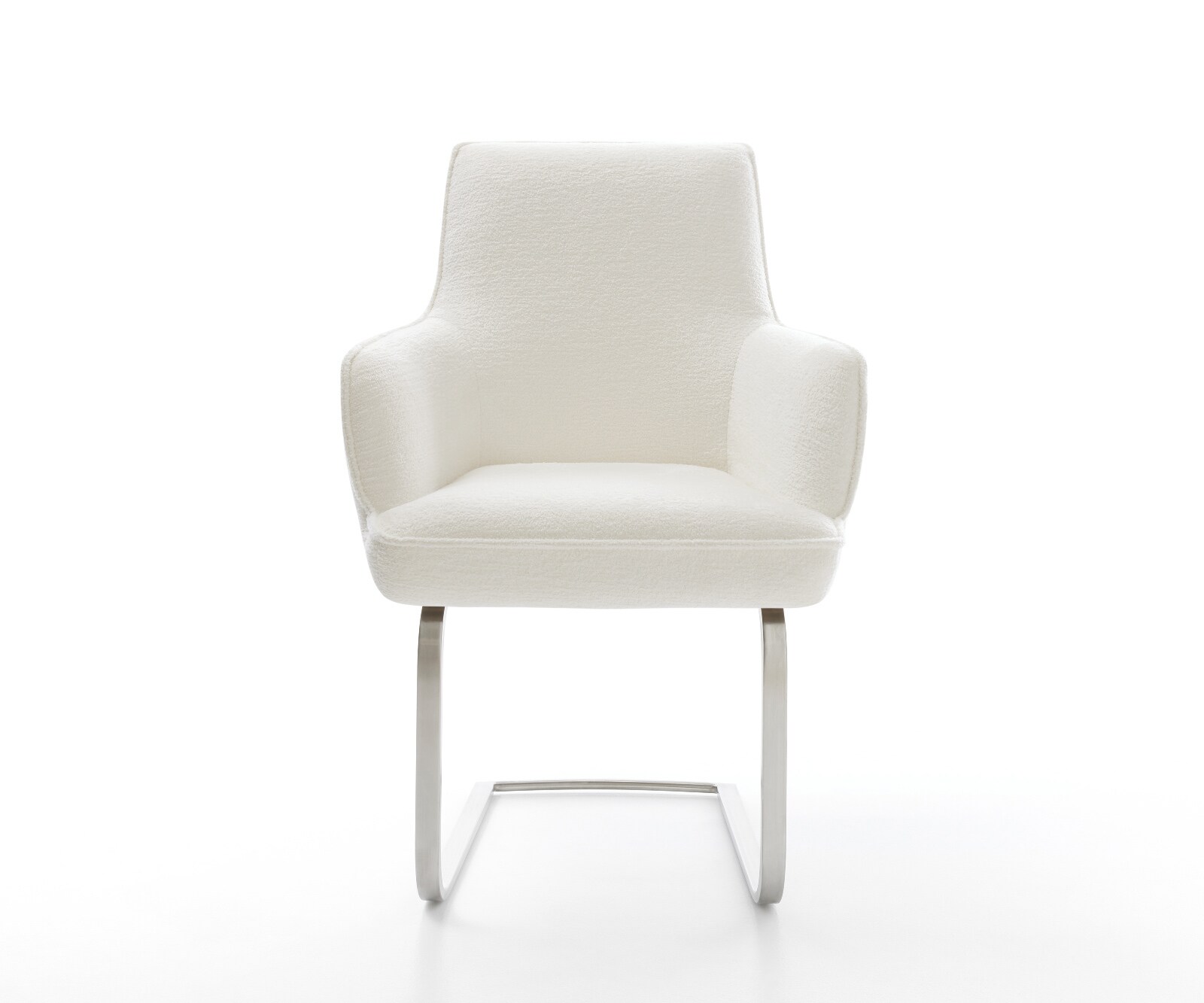 Cantilever Heira-Flex avec accoudoirs bouclé doux beige pied cantilever plat acier inoxydable resorts ensachés 2