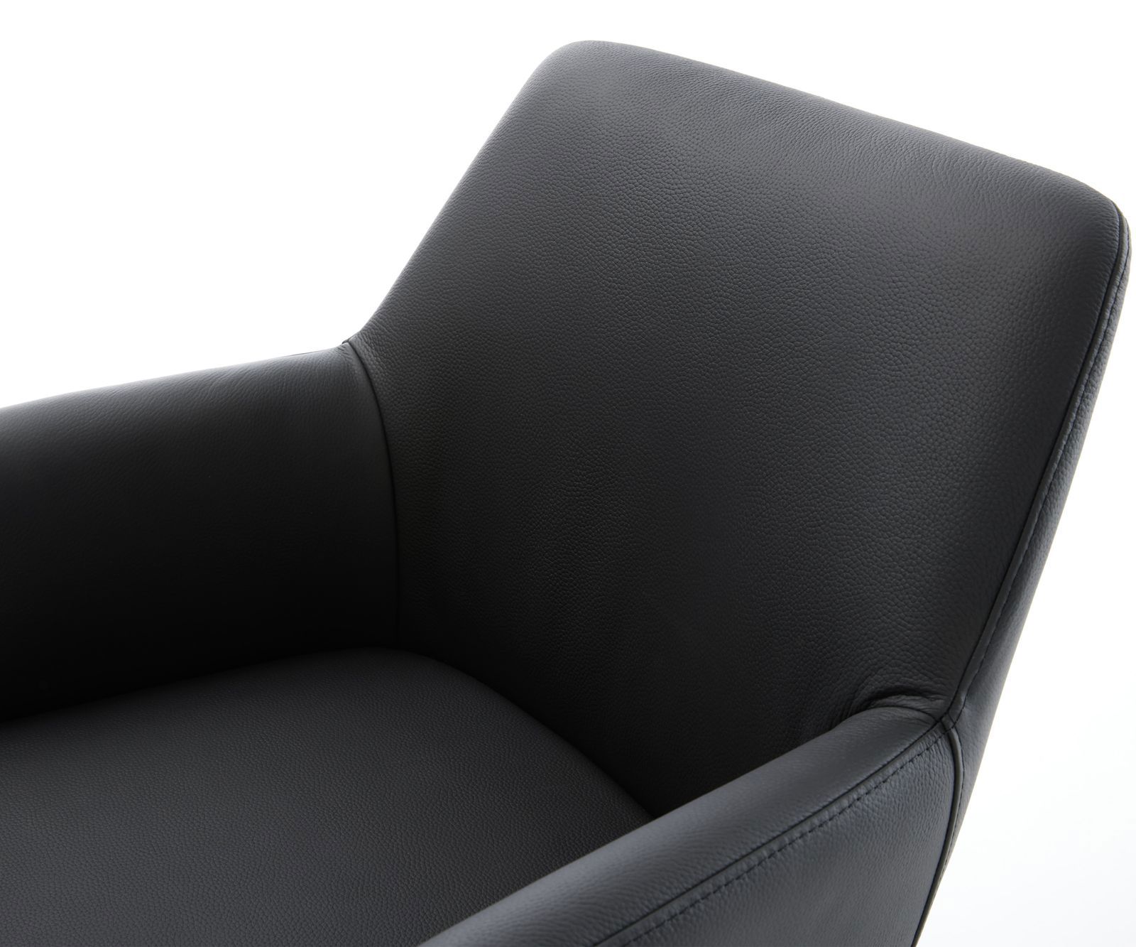 Chaise-pivotante Xana-Flex avec accoudoirs cuir de vache noir pied croisé large aspect titane pivotement sur 360° ressorts ensachés 3