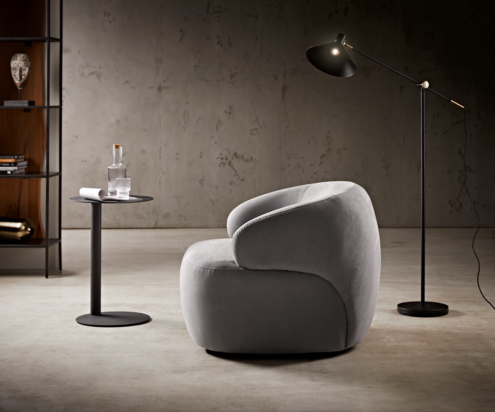 Fauteuil-lounge Nova 88x88 cm microfibre gris 1