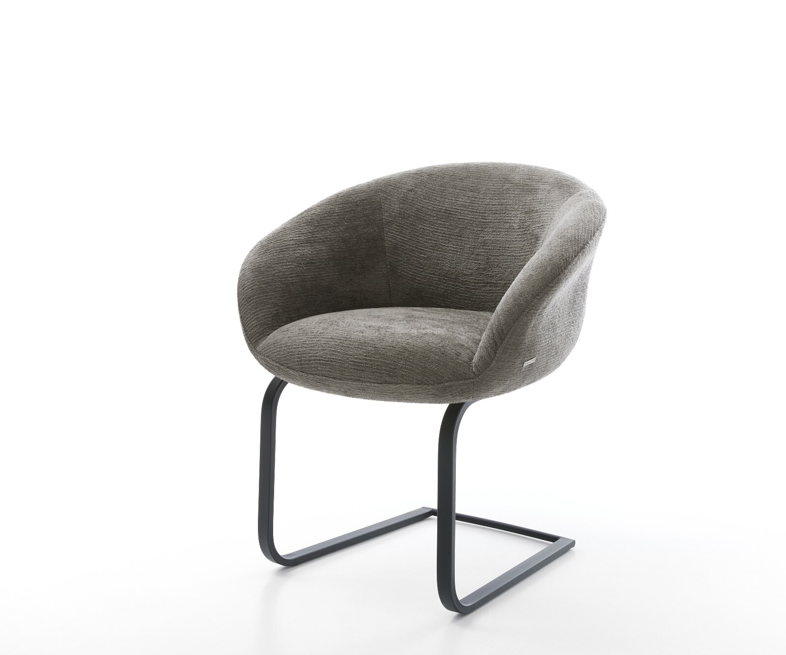 Cantilever Vinka-Flex avec accoudoirs bouclé doux couleur boue pied cantilever plat noir resorts ensachés 1