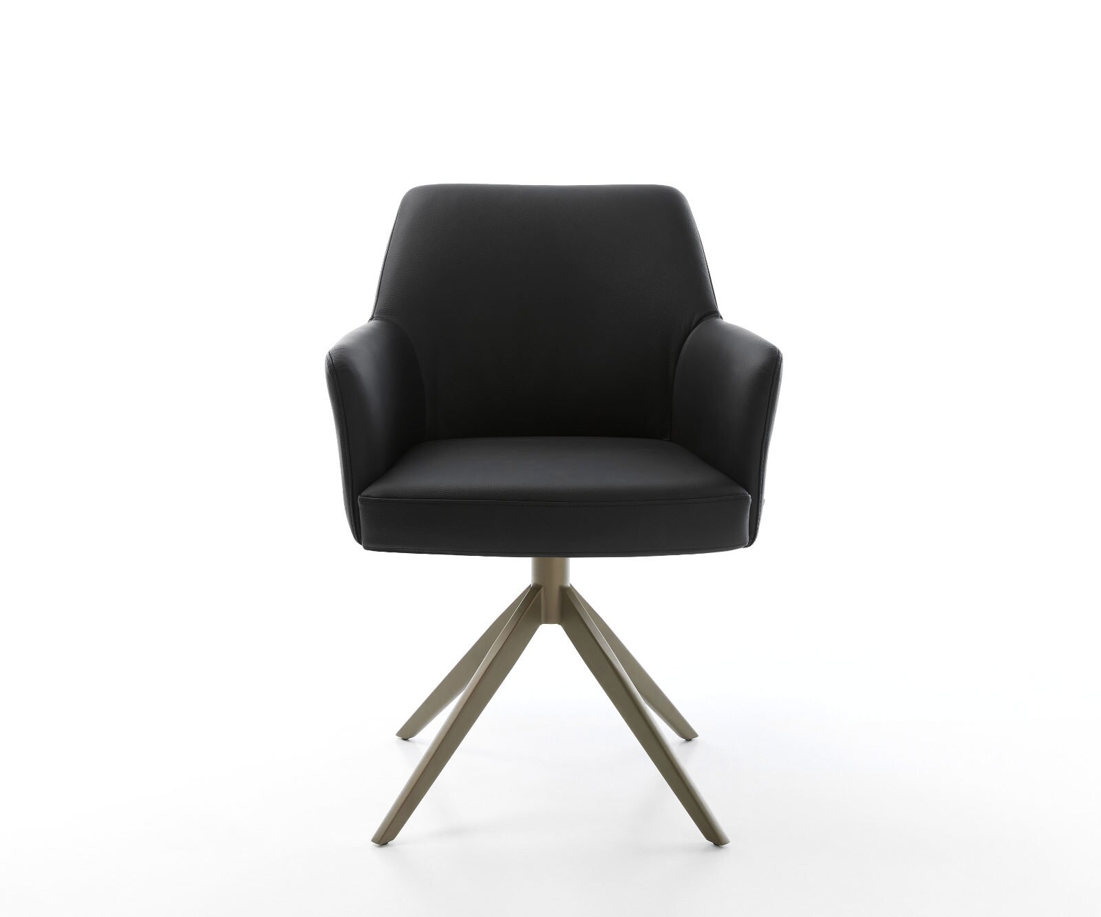 Chaise-pivotante Xana-Flex cuir de vache noir pied croisé large aspect titane pivotement sur 360° fonction bascule ressorts ensachés 1