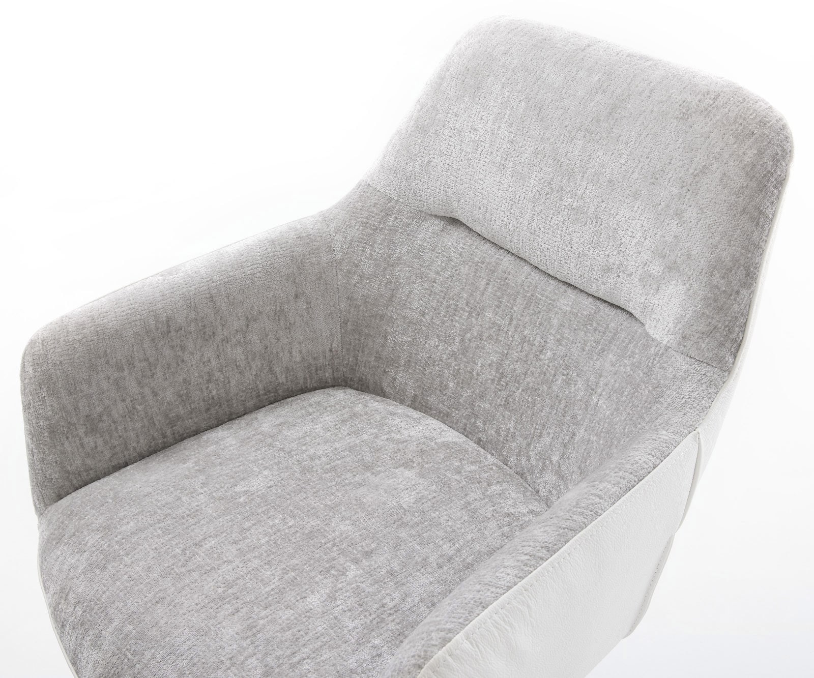 Chaise-pivotante Pejo-Flex tissu mixte cuir de vache blanc-gris argenté pied de chaise 4 branches blanc pivotement sur 360° fonction bascule ressorts ensachés 3 Chaise-pivotante Pejo-Flex tissu mixte cuir de vache blanc-gris argenté pied de chaise 4 branches blanc pivotement sur 360° fonction bascule ressorts ensachés 3