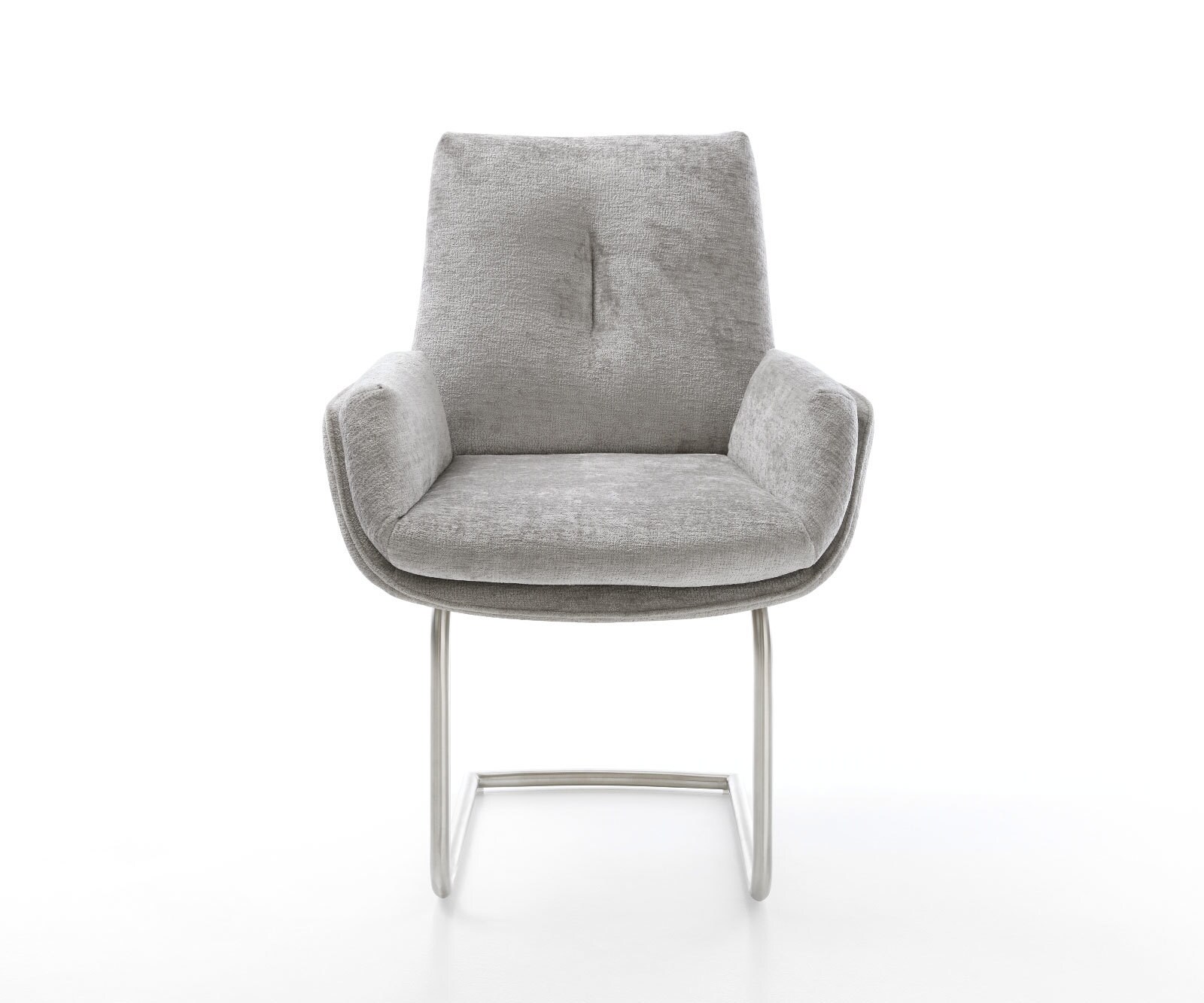 Cantilever Clea-Flex chenille gris argenté pied cantilever rond acier inoxydable brossé 1 Cantilever Clea-Flex chenille gris argenté pied cantilever rond acier inoxydable brossé 1
