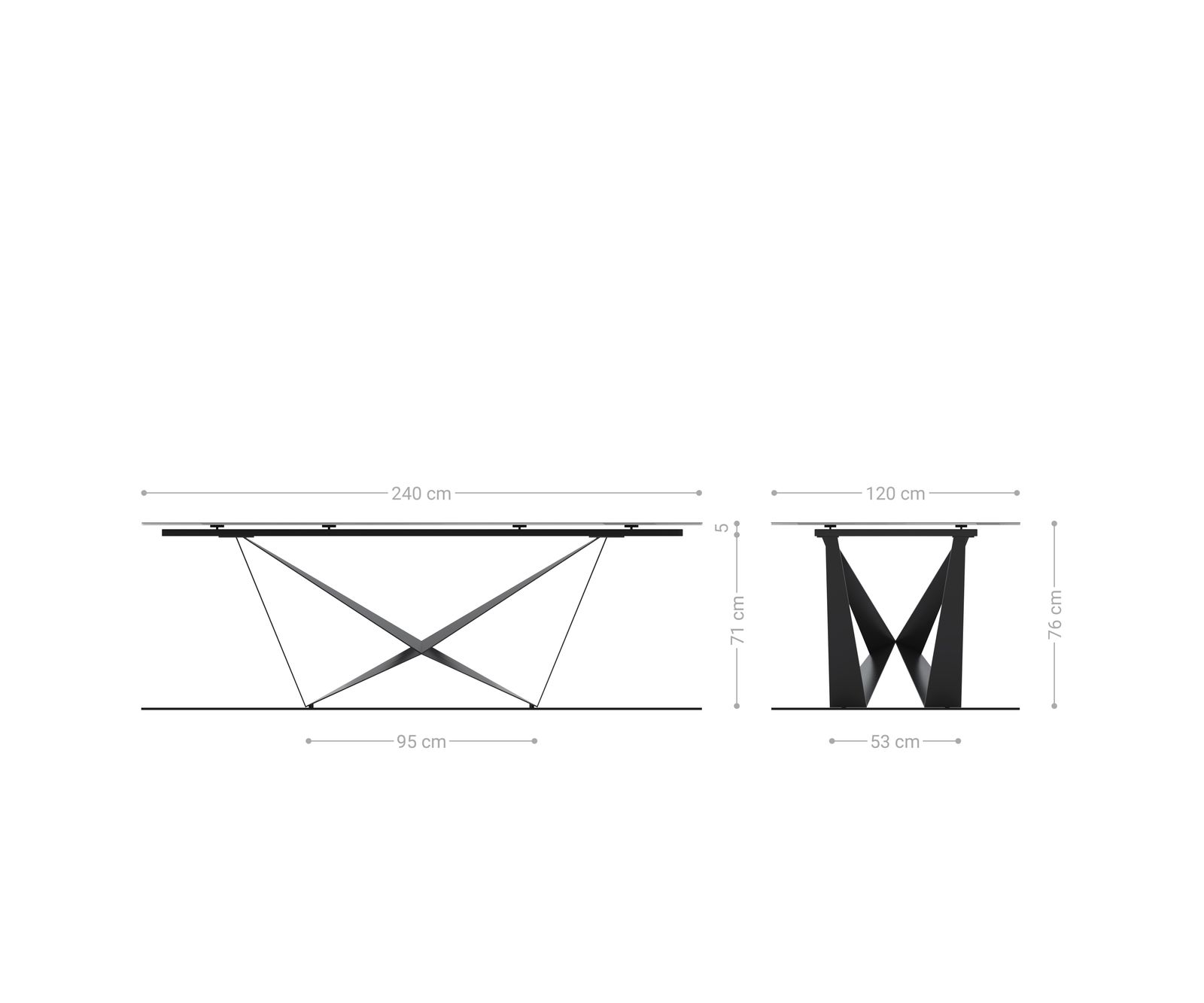 Table à manger Edge Boot 240x120 cm Reliefglas Nacre 3D-Design Spider Métal Blanc 5