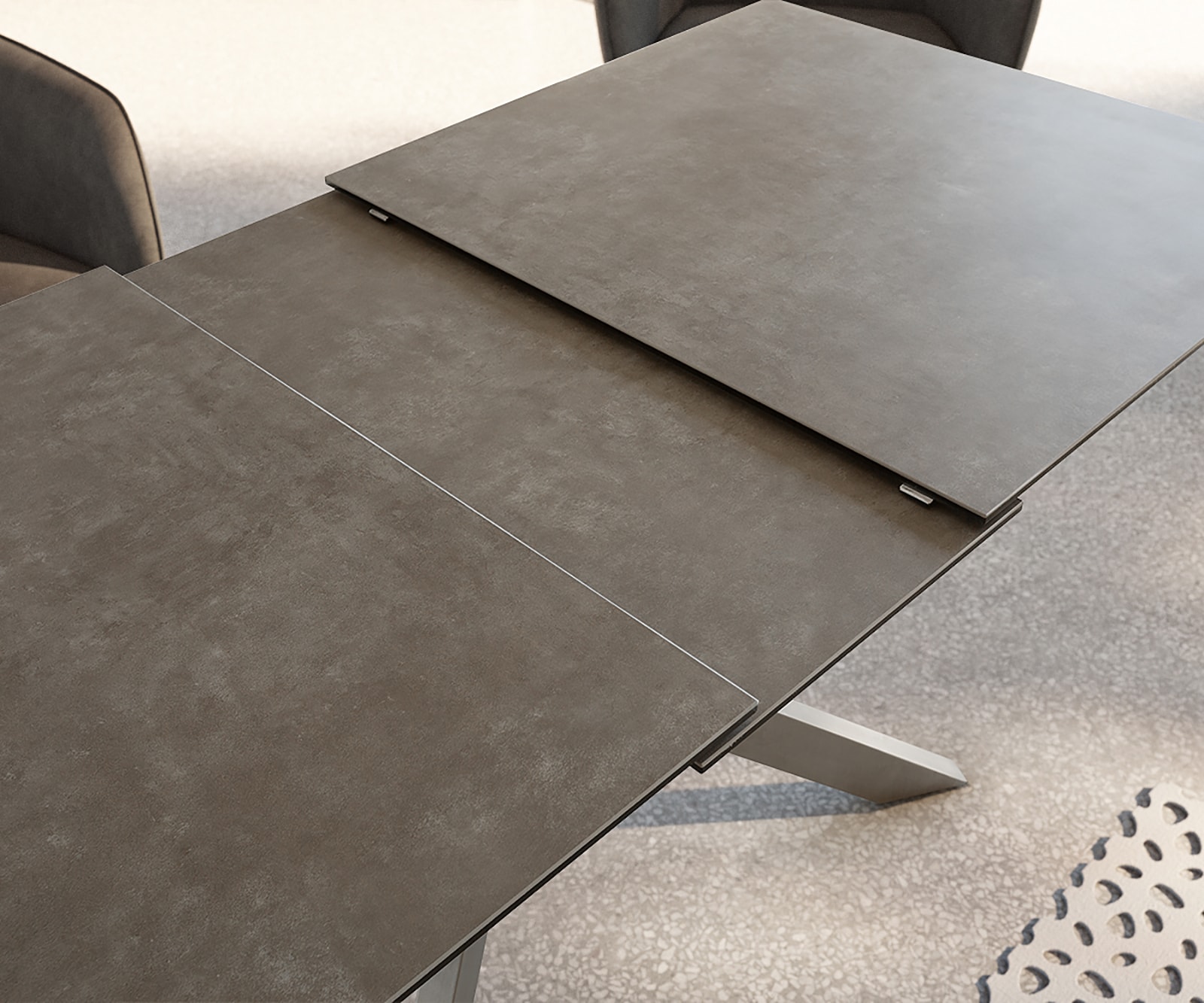 Table-manger Daven 160/200x90 cm céramique métal marron extensible 2